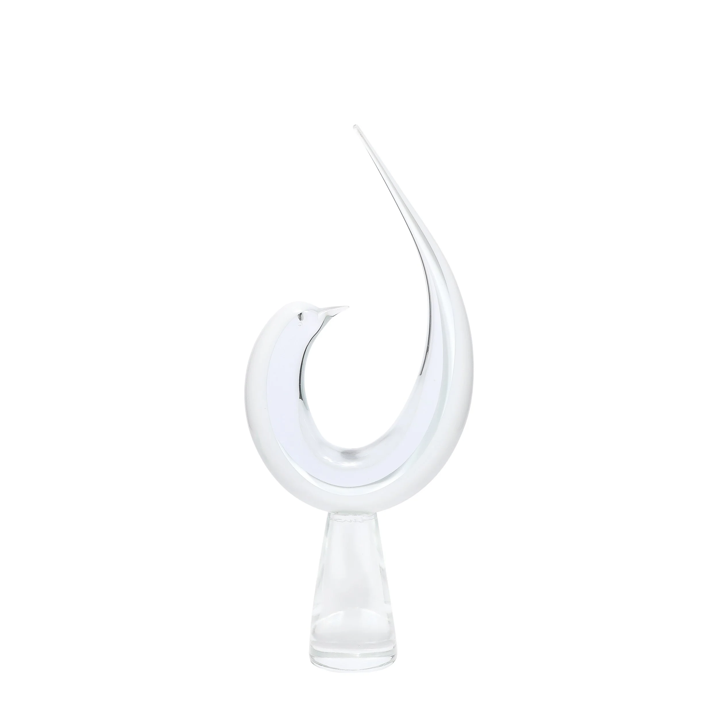 Mid-Century White & Transparent Murano Glass Bird Sculpture signed Renato Anatra - High Style Deco.jpg