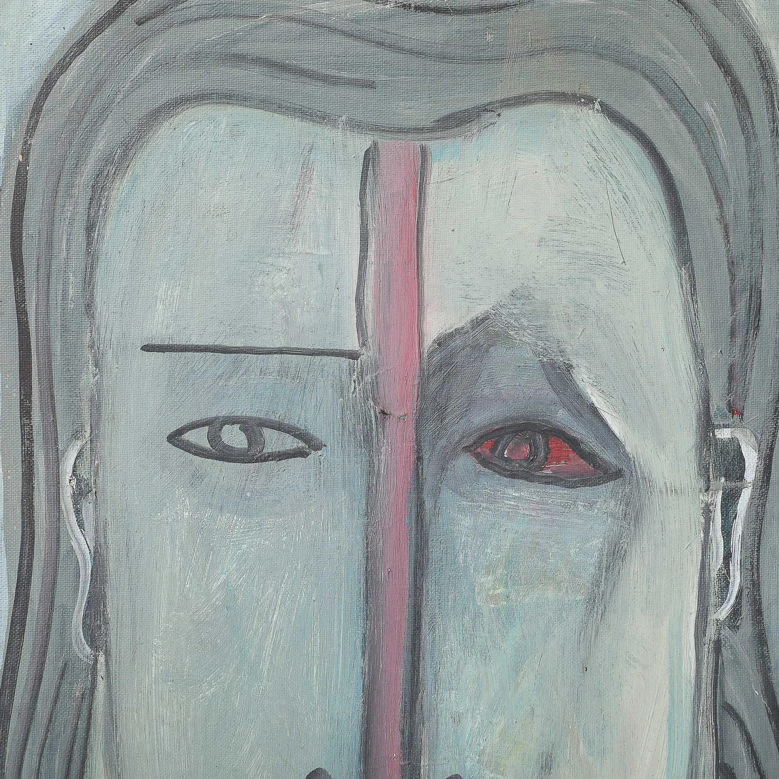 Mid-Century Modernist Abstract Cubist Portrait in Oil on Canvas signed Augusti - High Style Deco 6.jpg