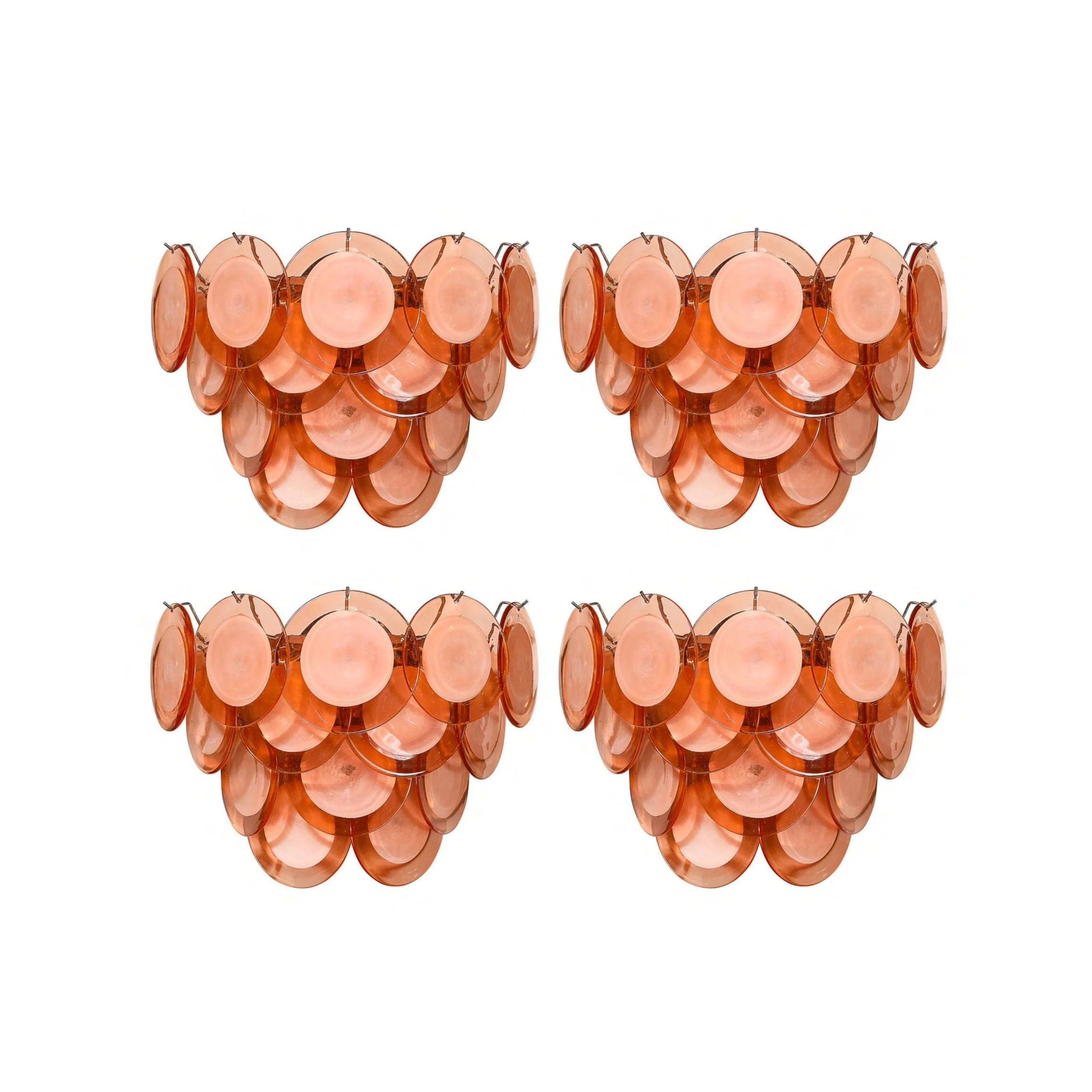 Set of 4 Modernist 14-Disc Sconces in Hand-Blown Murano Smoked Apricot Glass.jpg