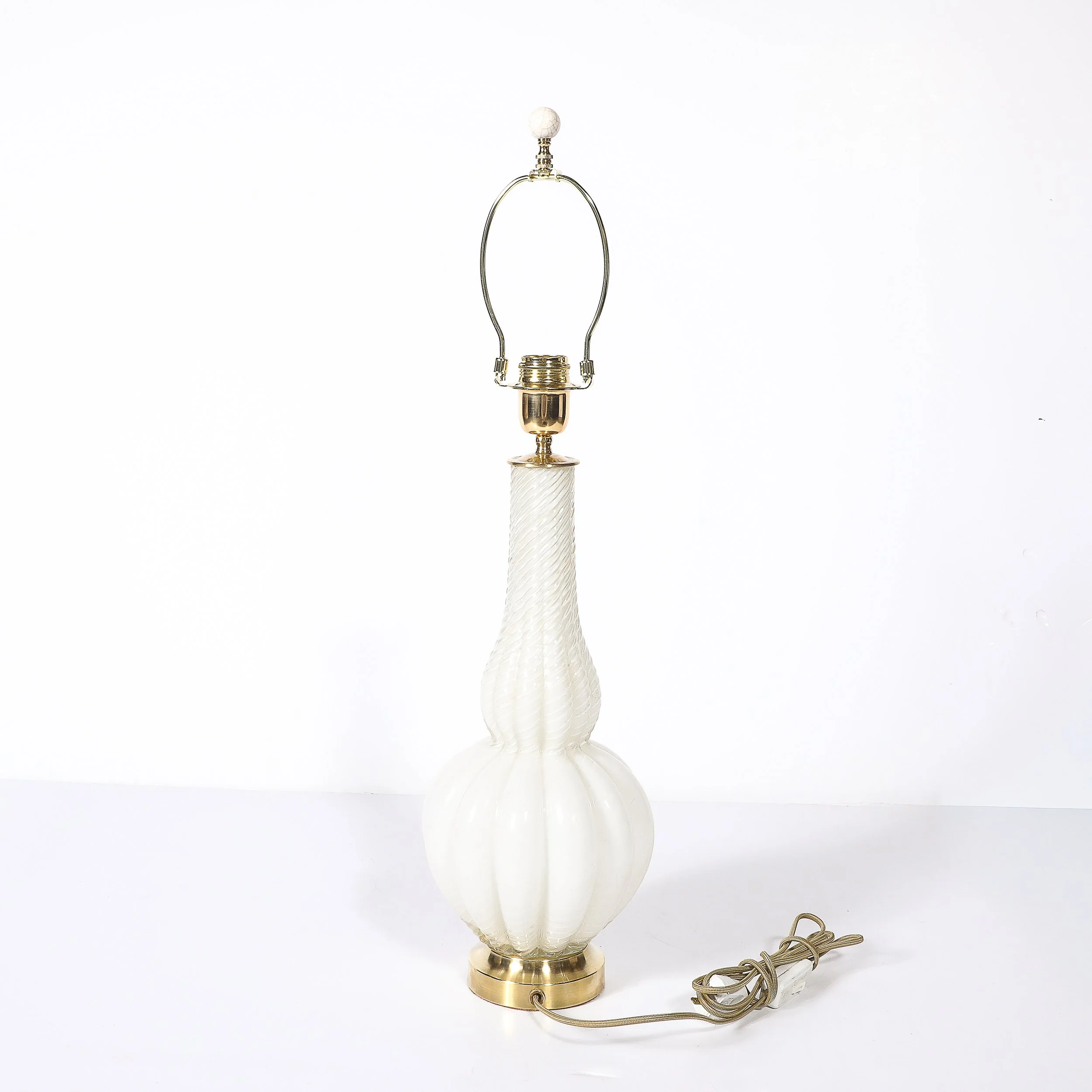 Pair of Mid-Century Modern Hand-Blown Murano Fluted Off White Glass Table Lamps - High Style Deco 12.jpg