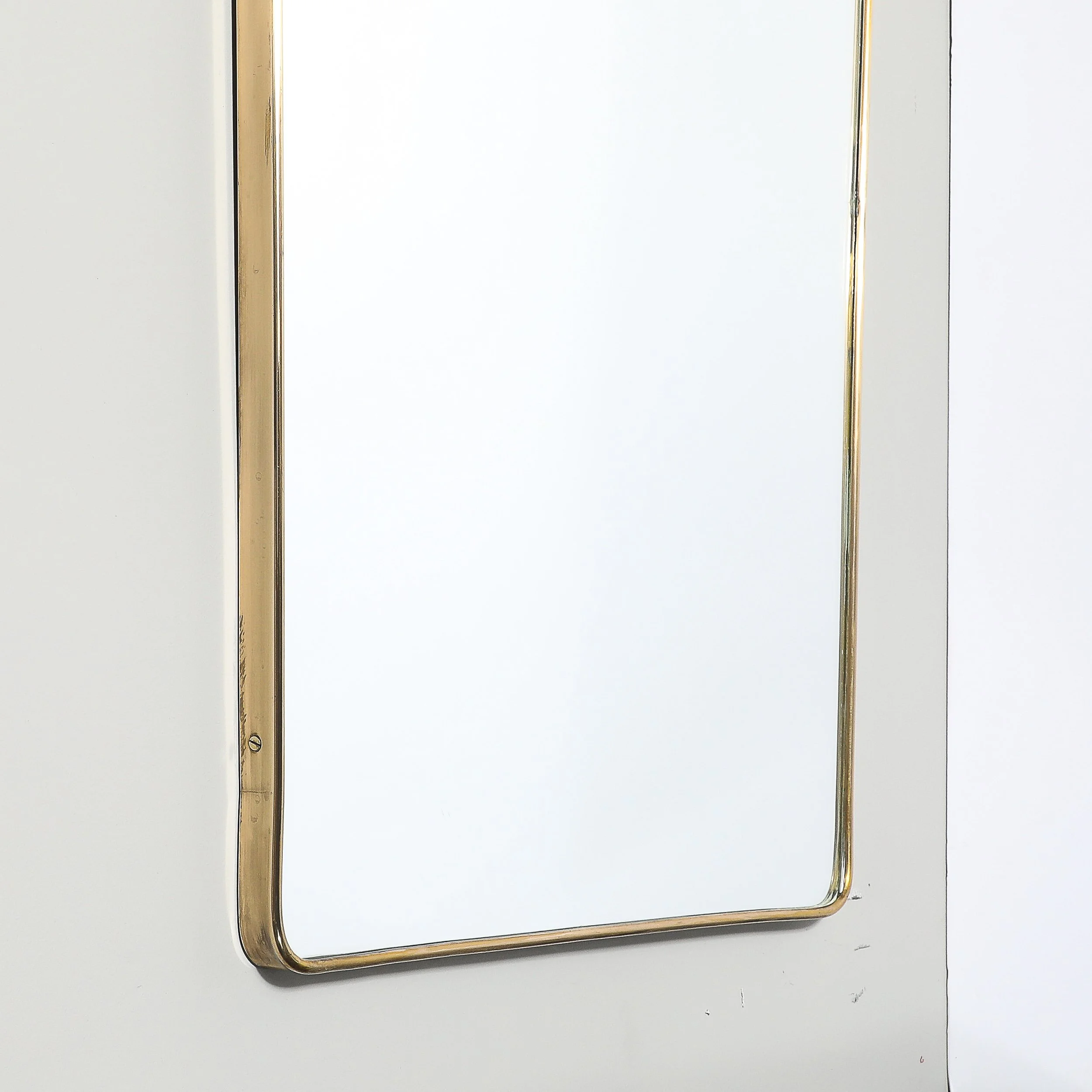 Mid-Century Modernist Elongated Brass Wrapped Mirror with Curved Top Detailing - High Style Deco 9.jpg