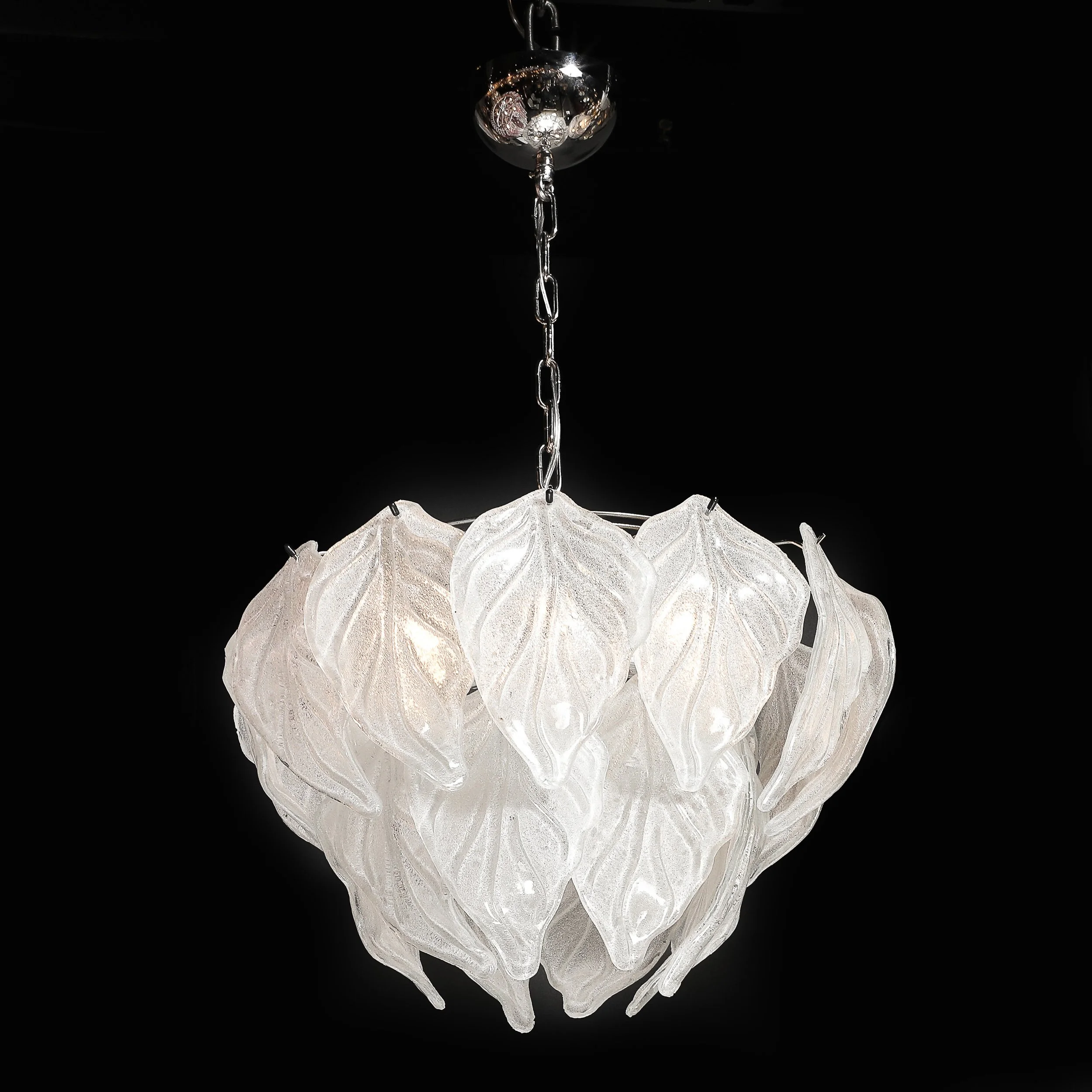 Mid-Century Hand-Blown Leaf Form Mottled Murano Glass Chandelier by Mazzega - High Style Deco 7.jpg