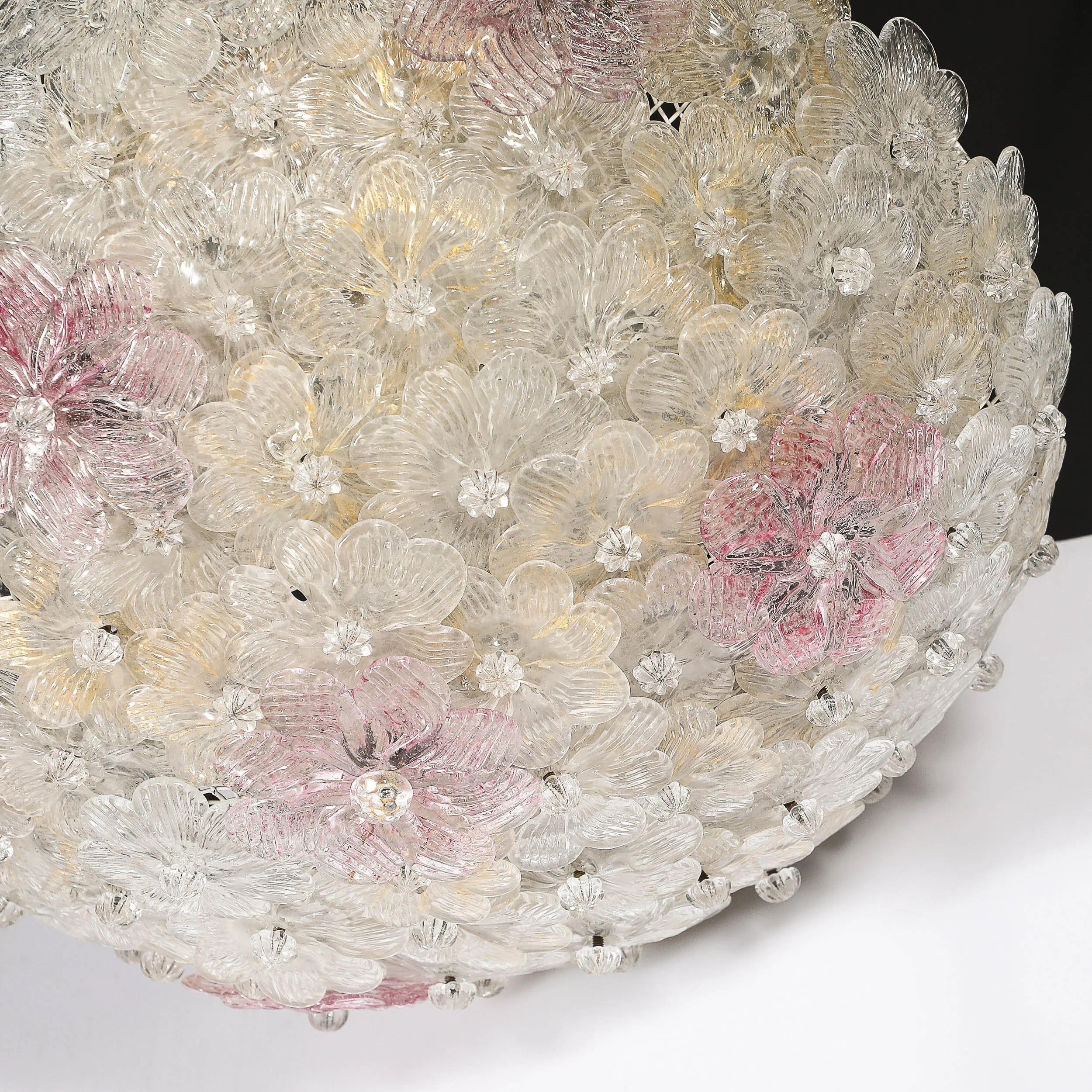 Mid-Century Hand-Blown Rose Murano Glass Florets Chandelier by Barovier & Toso - High Style Deco 12.jpg