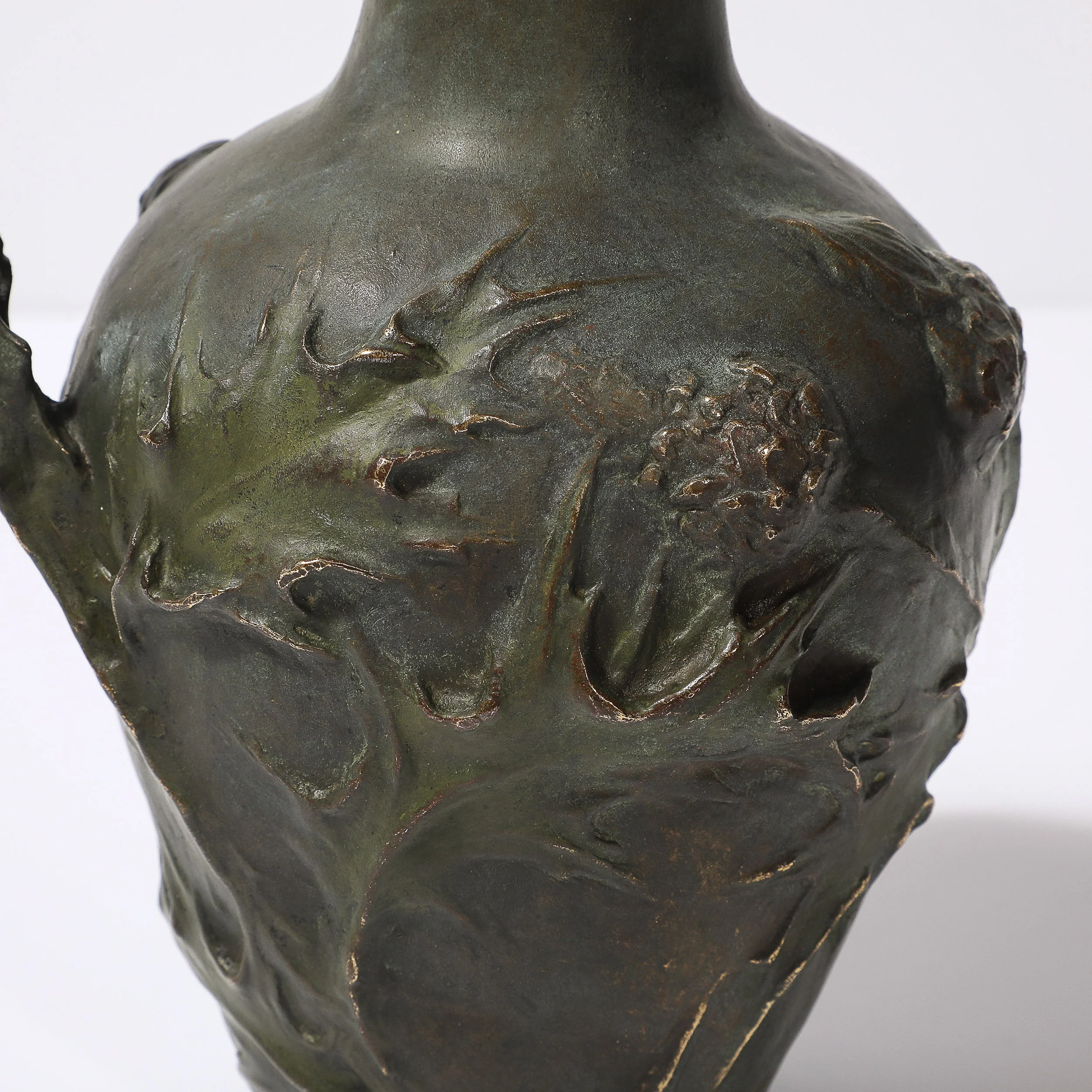 Art Nouveau Bronze Flagon Maiden Enveloped in Milk Thistle signed Jeanne Jozon - High Style Deco 8.jpg