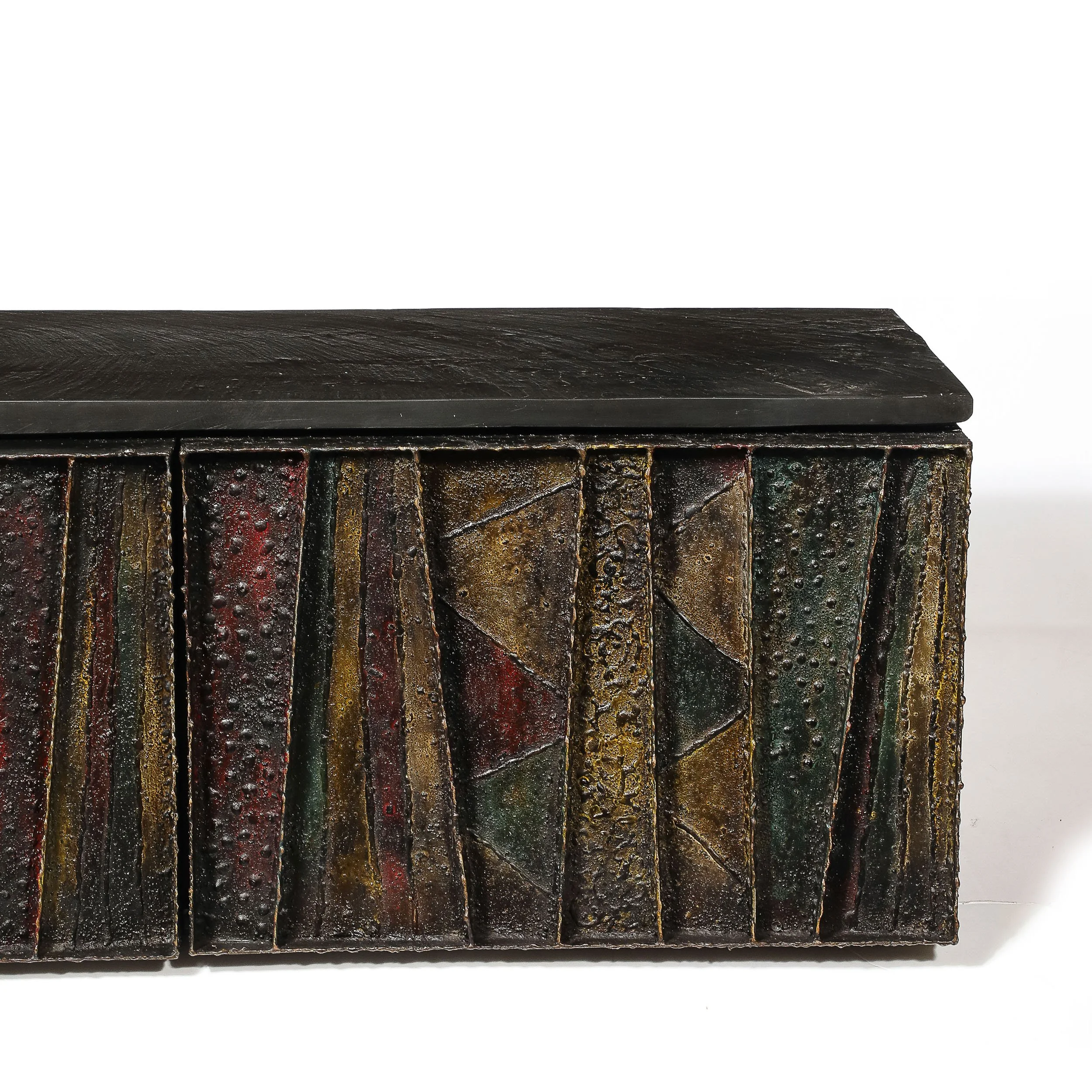 Mid-Century Brutalist Wall Mounted Patchwork Console Table Signed Paul Evans - High Style Deco 6.jpg