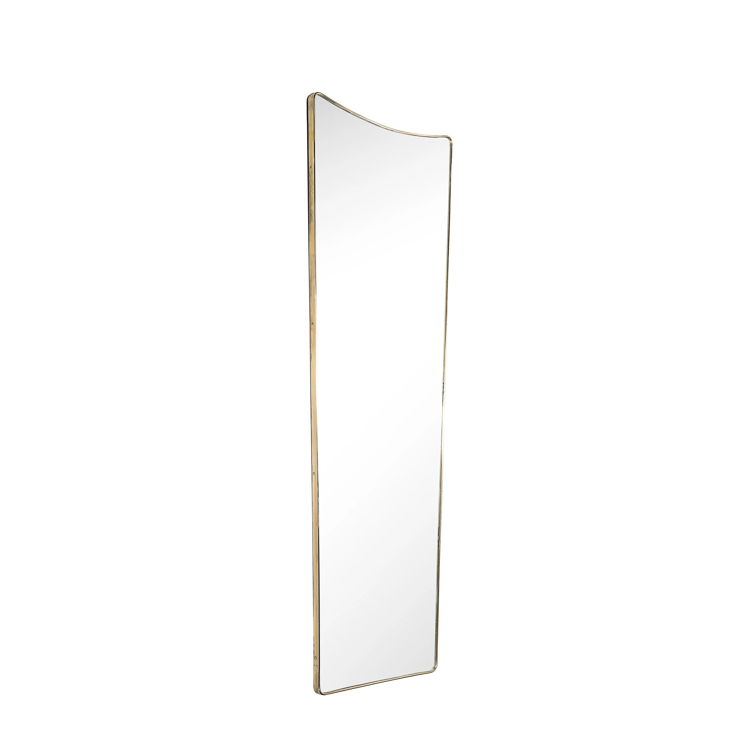 Mid-Century Modernist Elongated Brass Wrapped Mirror with Curved Top Detailing - High Style Deco 10.jpg