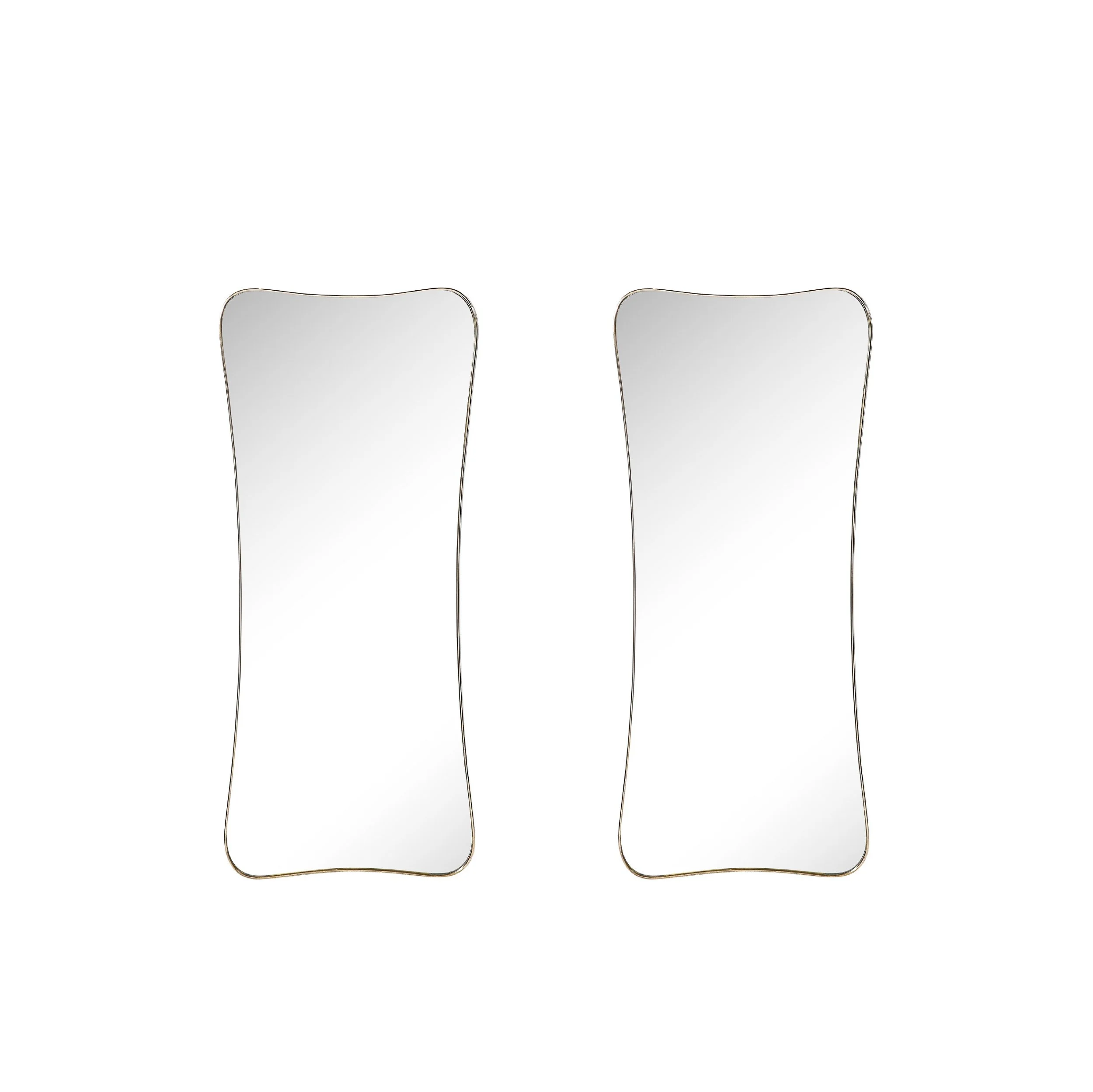 Pair of Mid-Century Modernist Curvilinear Hourglass Form Brass Wrapped Mirrors - High Style Deco.jpg