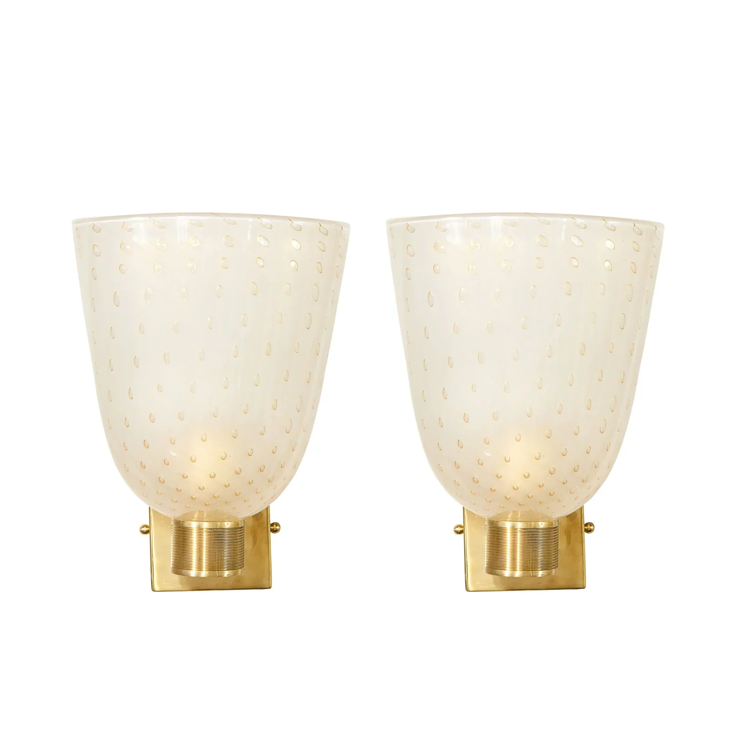 Modernist+Handblown+Murano+Glass+and+24kt+Gold+Sconces+with+Reeded+Brass+Arm+-+High+Style+Deco.webp