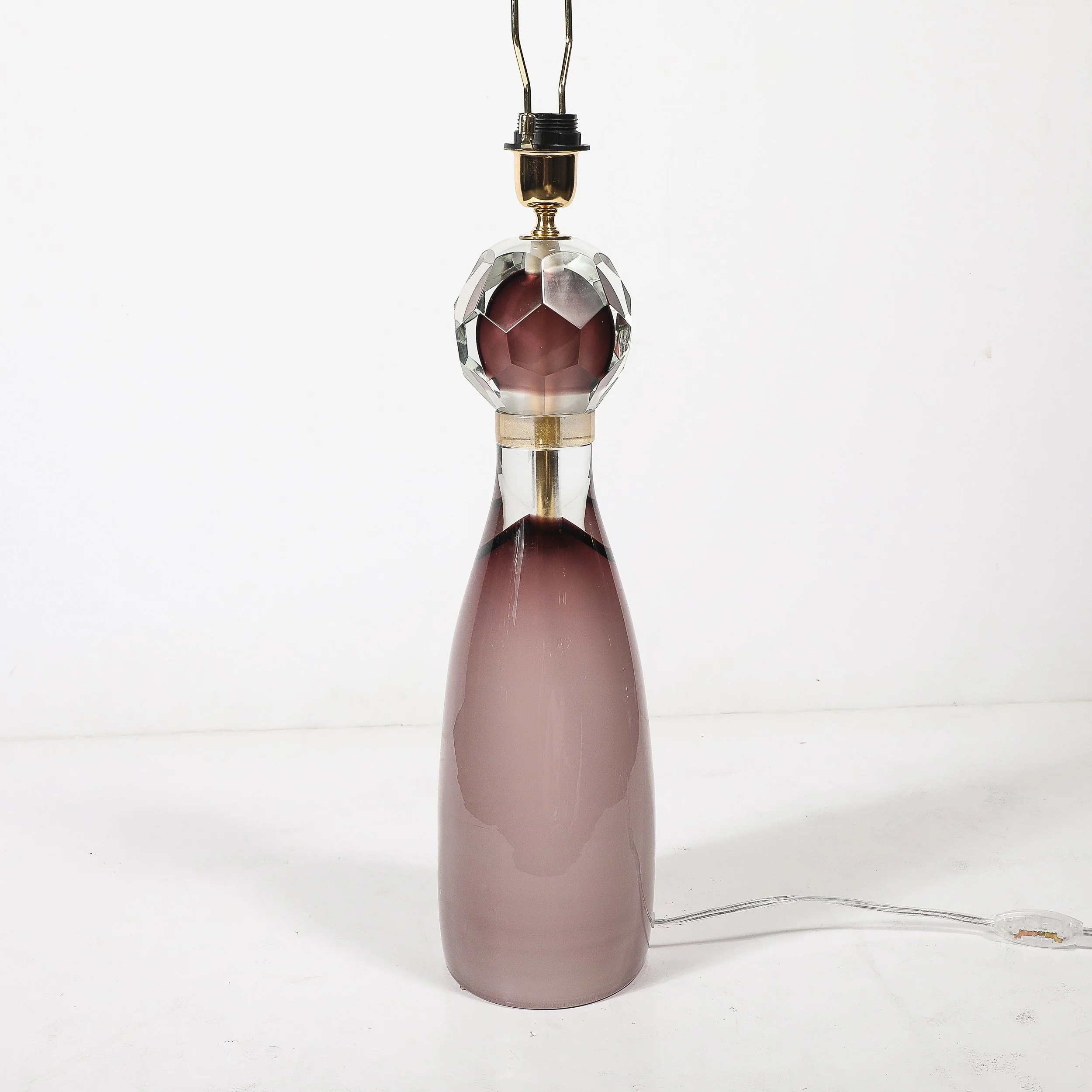 Modernist Faceted Smoked Amethyst Murano Glass Hourglass Form Table Lamps - High Style Deco 8.jpg