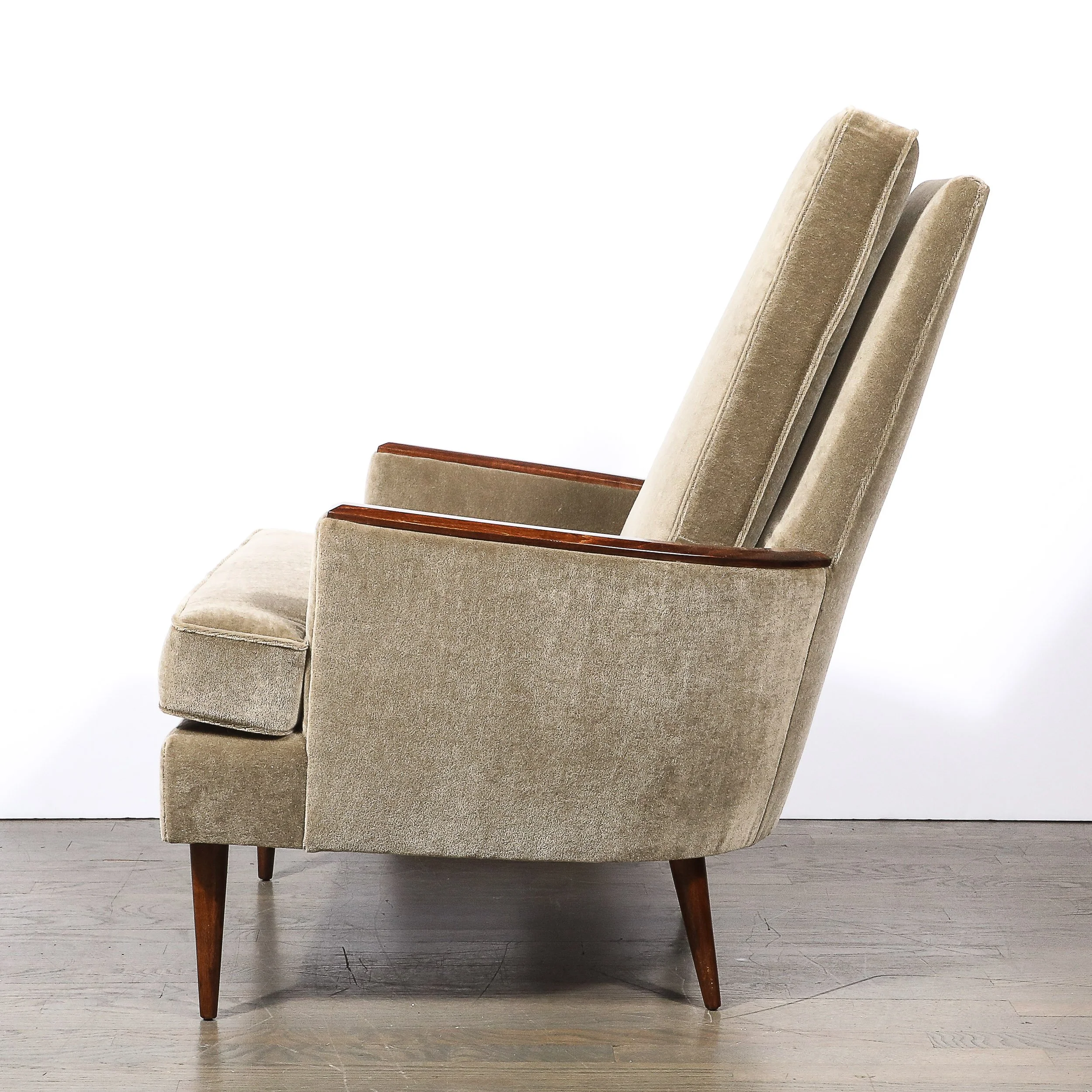 Mid-Century Walnut & Smoked Taupe Mohair Curved Arm Lounge Chair & Ottoman - High Style Deco 13.jpg