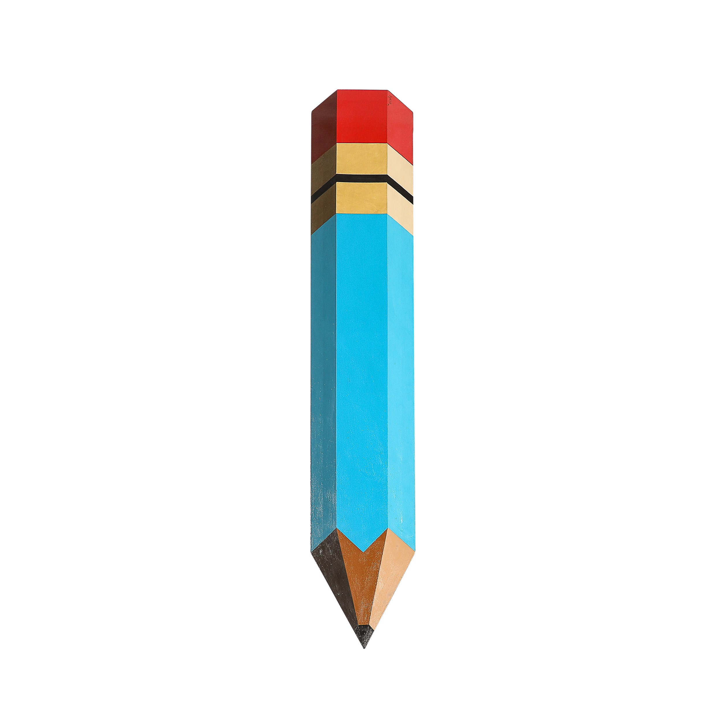 Pop Art Oil on Shaped Canvas Graphic Painting of a Pencil signed Frank Mesa - High Style Deco.jpg