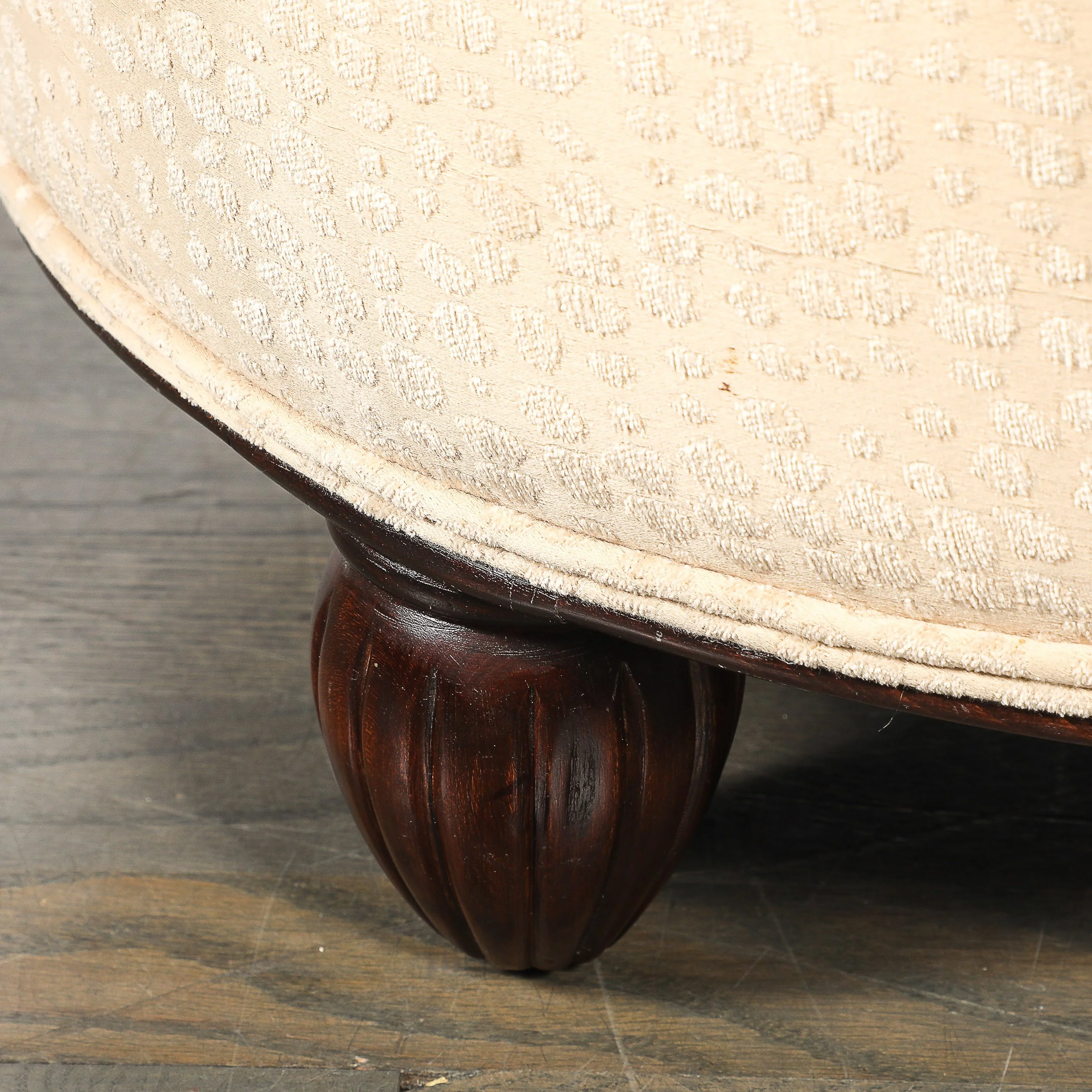 Art Deco Upholstered Ottomans with Walnut Reeded Supports Manner of Ruhlmann - High Style Deco 5.jpg