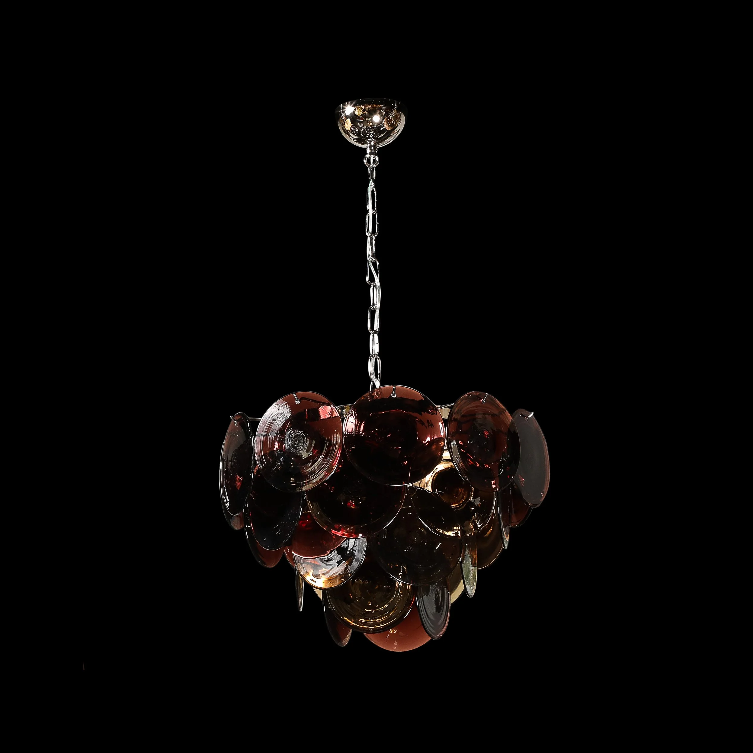 Pair of Mid-Century Hand-Blown Murano Glass Disc Chandeliers in Smoked Amber - High Style Deco 9.jpg