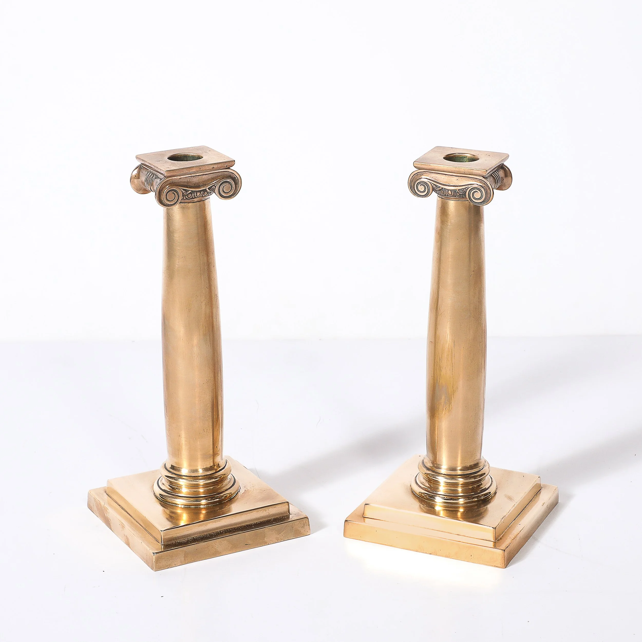 Art Deco Solid Bronze Plinth Base Corinthian Style Candleholders signed Gorham - High Style Deco 5.jpg