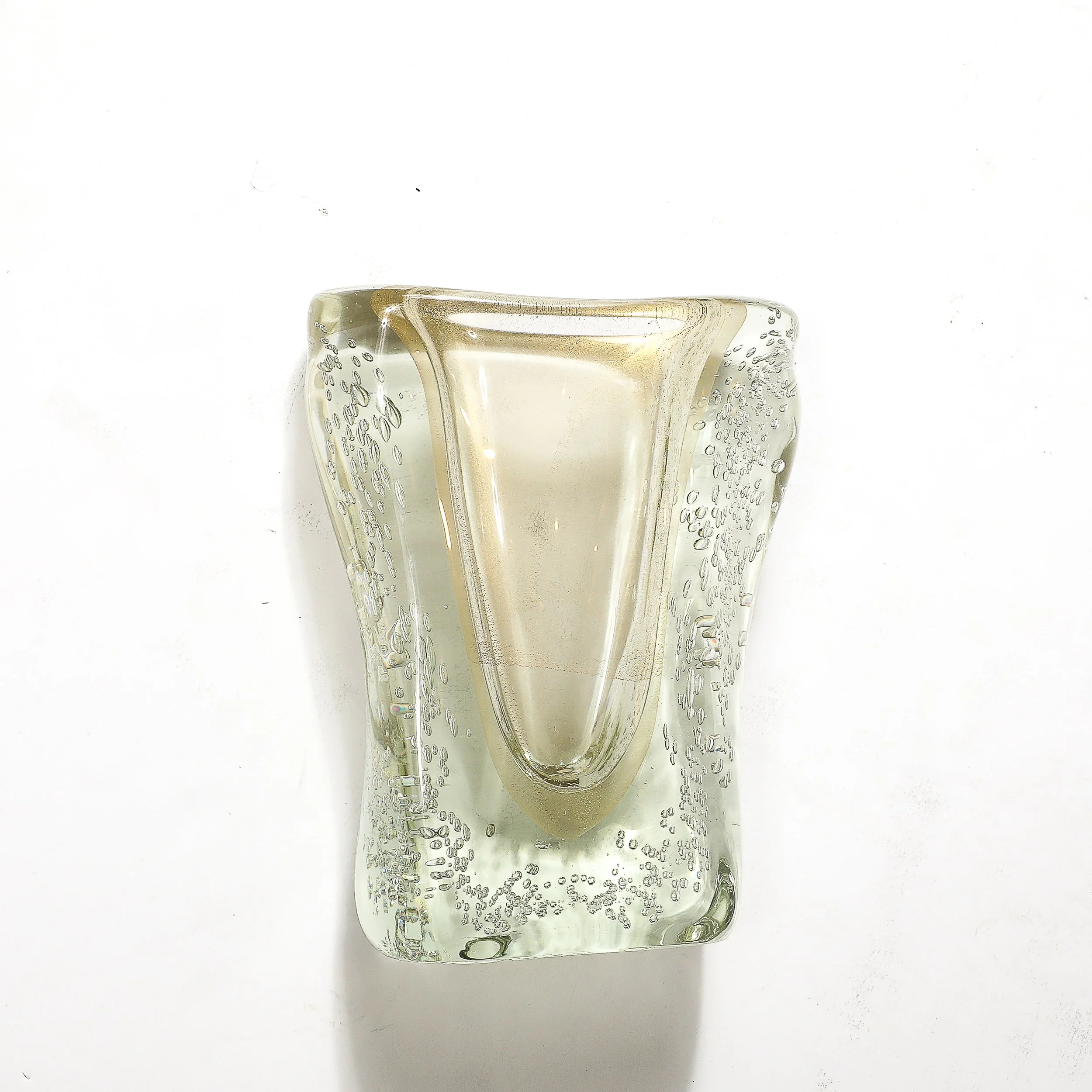 Rippling Bone Form Hand-Blown Murano Glass Vase W: Bullicante & Gold Flecks - High Style Deco 16.jpg
