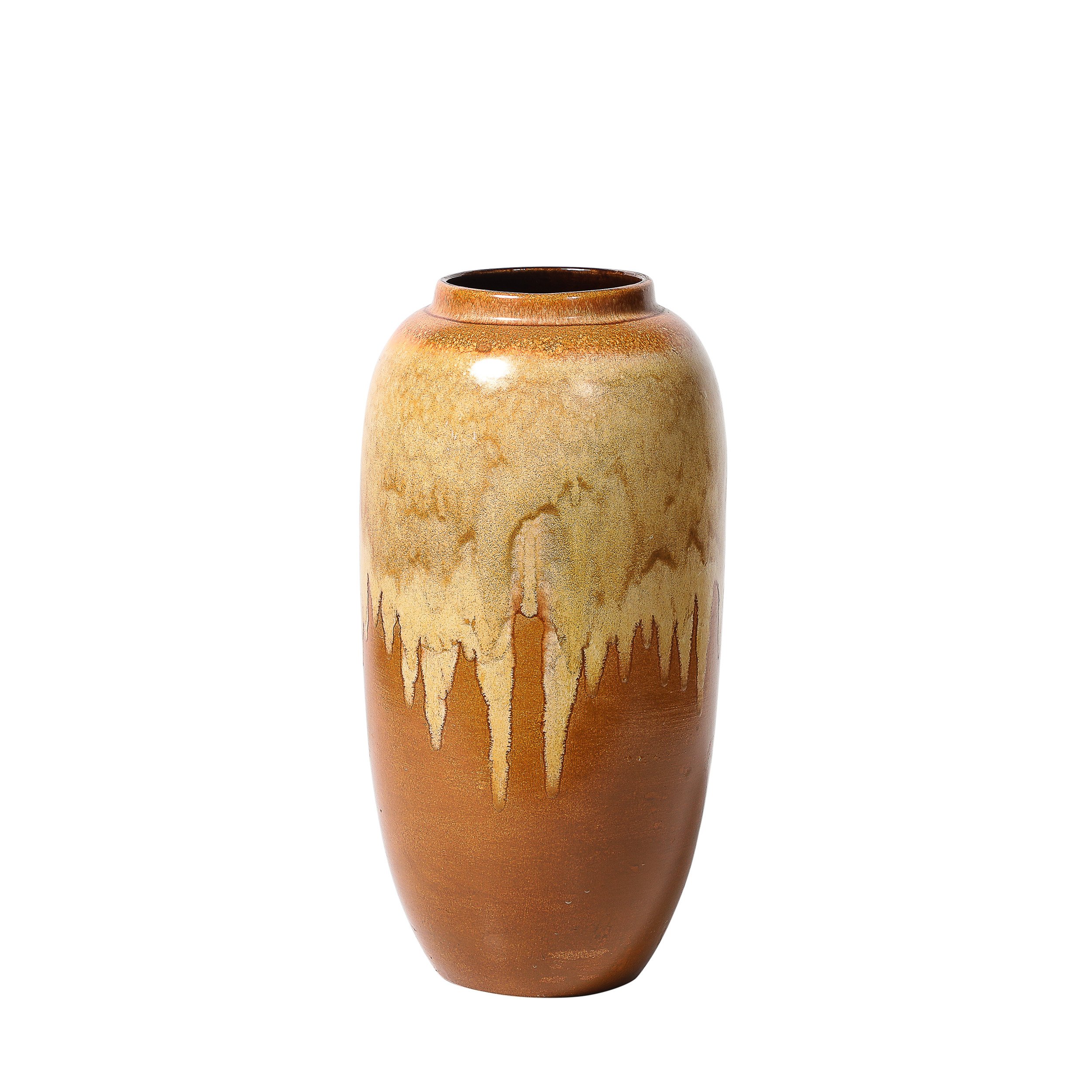 Mid-Century Modernist Yellow Ochre and Saffron Ceramic Glazed Umbrella Stand - High Style Deco.jpg