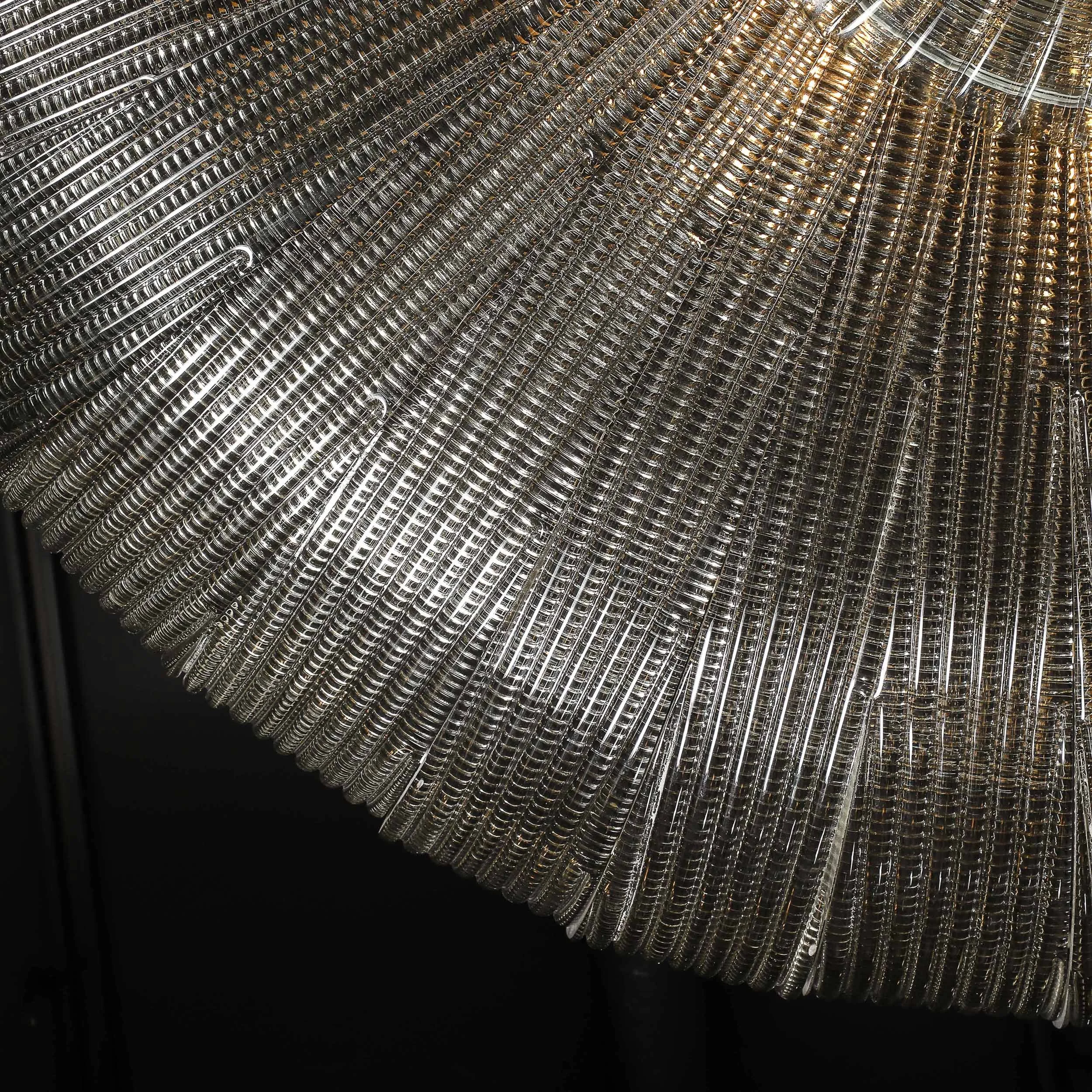 Monumental Modernist Hand-Blown Murano Reeded & Smoked Glass Flush Mount - High Style Deco 19.jpg