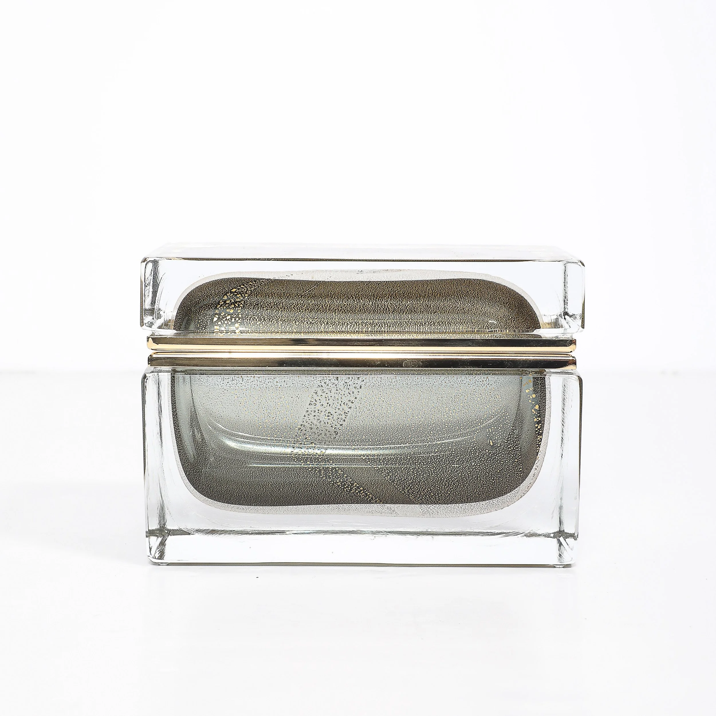 Modernist Hand-Blown Murano Glass Box in Muted Green w: 24 Karat Gold & Brass - High Style Deco 12.jpg