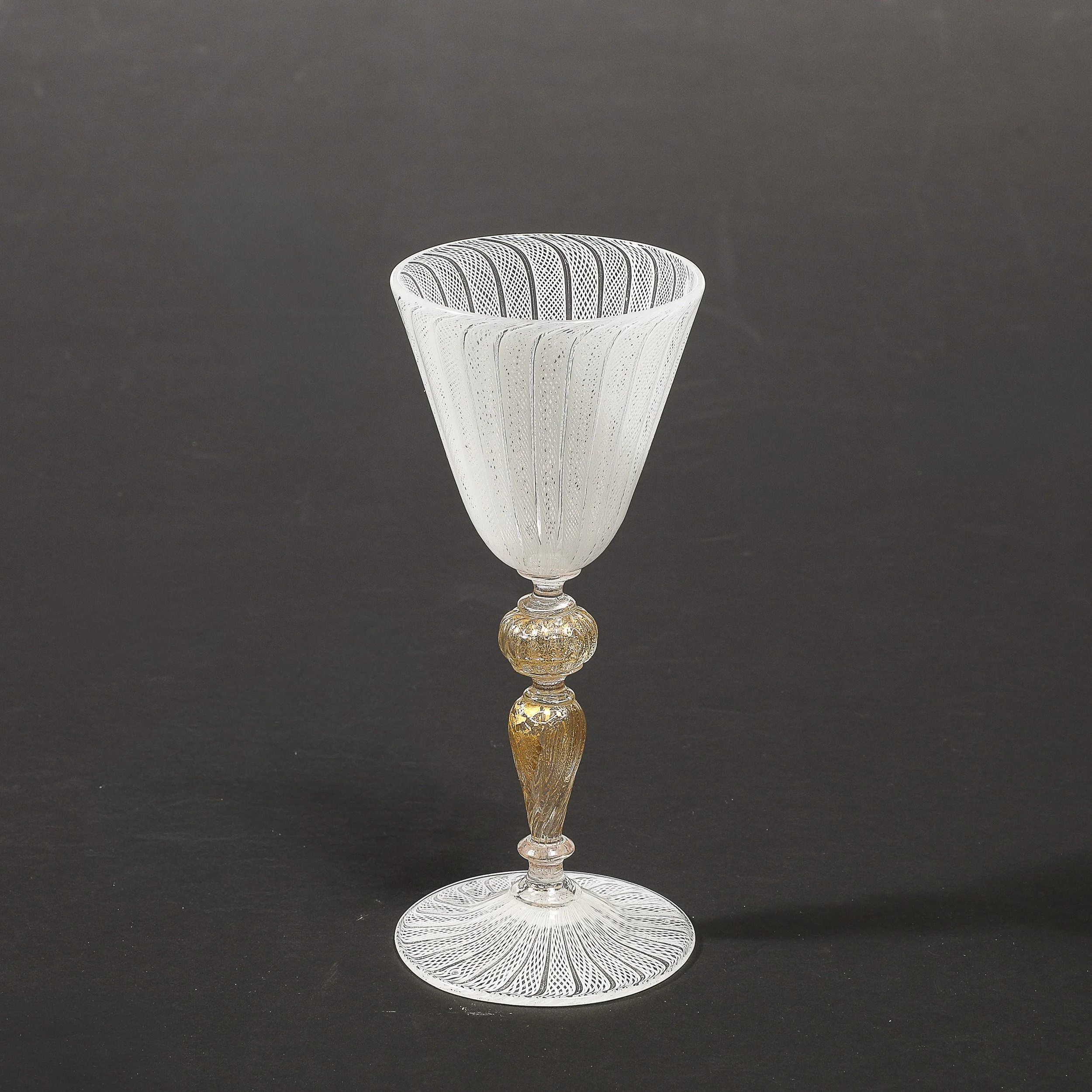 Set of 8 Antique Hand-Blown Latticino Murano Wine Glasses W:24K Gold by Salviati - High Style Deco 13.jpg