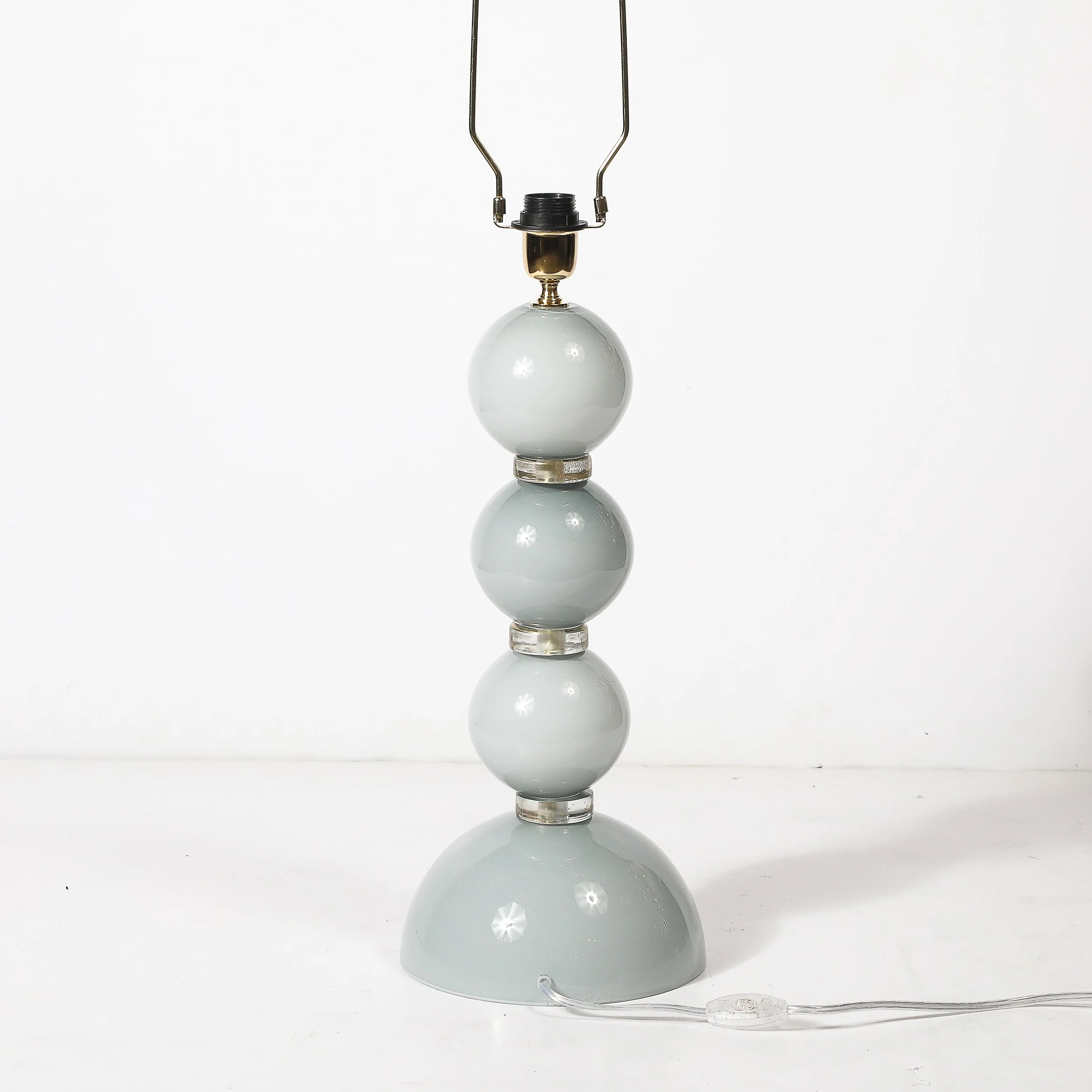 Pair of Modernist Dove Grey Murano Glass Table Lamps with 24-Karat Gold Bands - High Style Deco 10.jpg