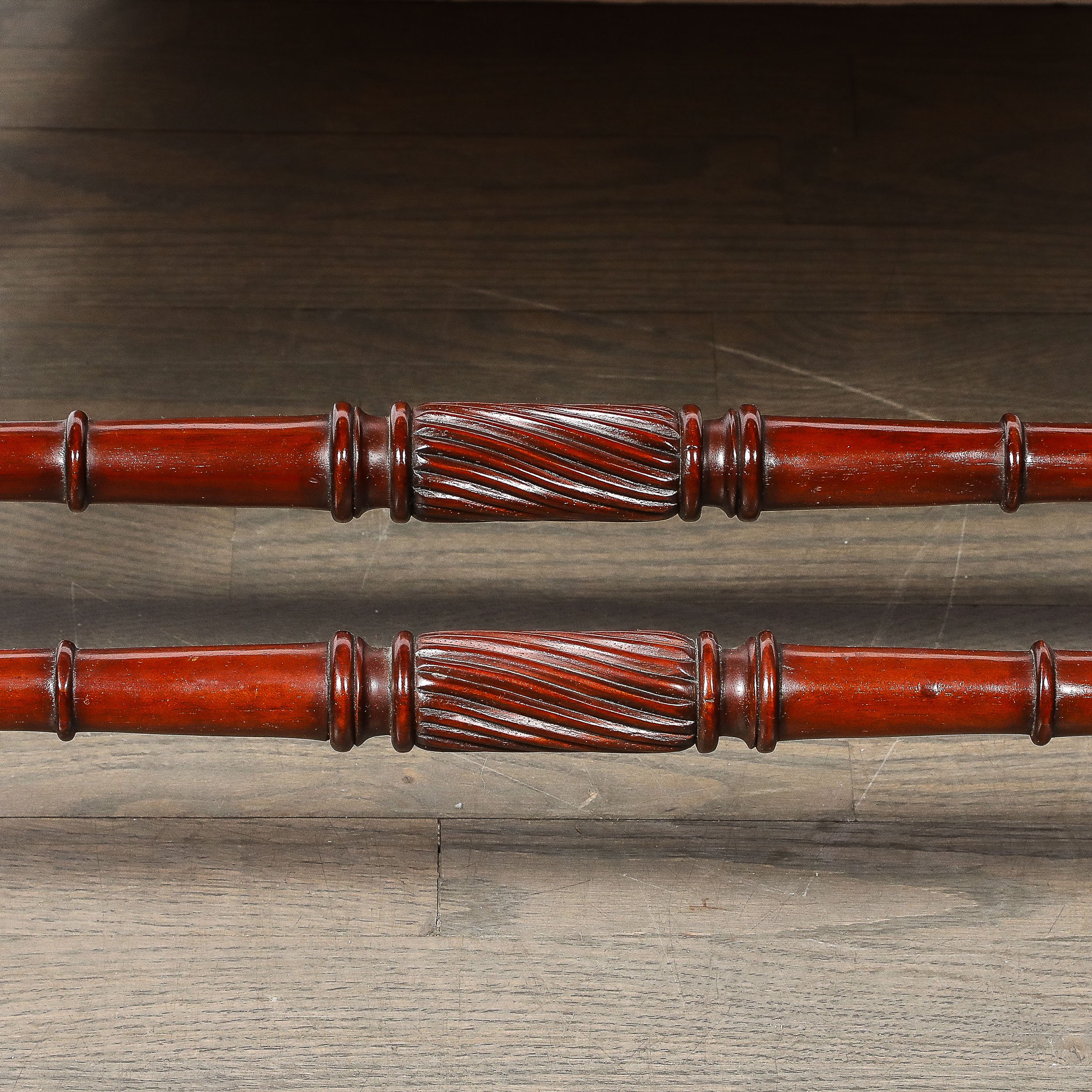 Edwardian Mahogany Writing Desk w: Inlaid Exotic Wood Detailing & Bronze Pulls - High Style Deco 10.jpg