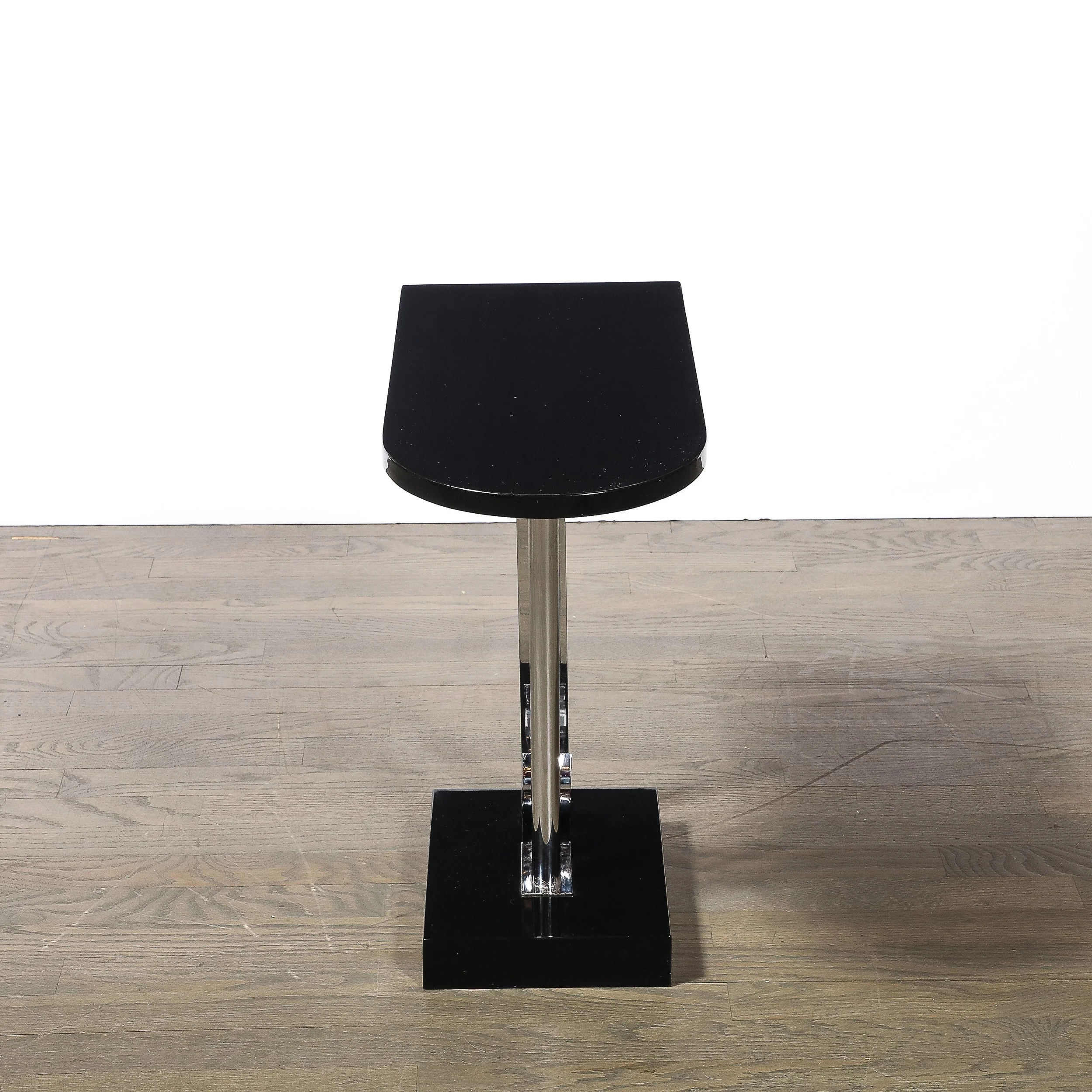 Art Deco Black Lacquer & Chrome Streamlined End Table w: Scroll Detail by Belmet - High Style Deco 4.jpg