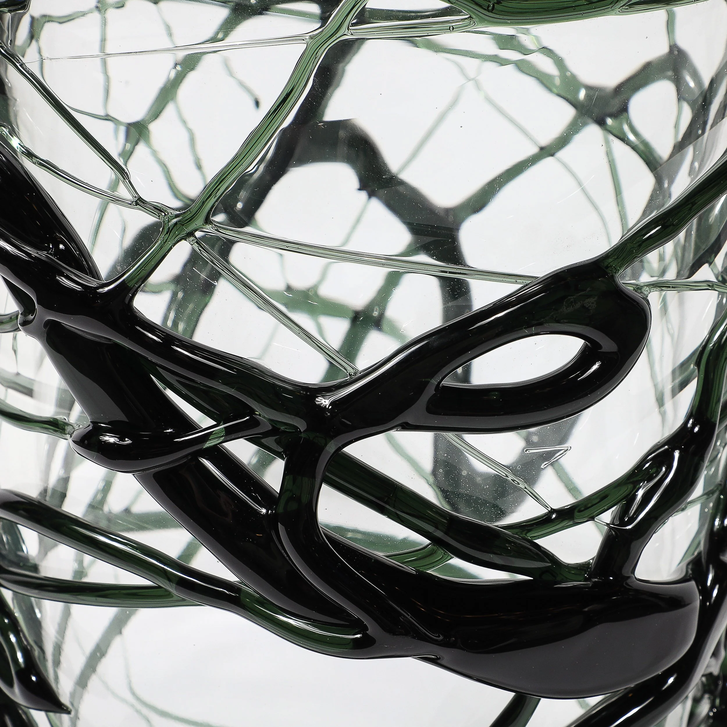 Hand-Blown Murano Glass Vases with Organic Viridian Green Sculptural Striations - High Style Deco 26.jpg