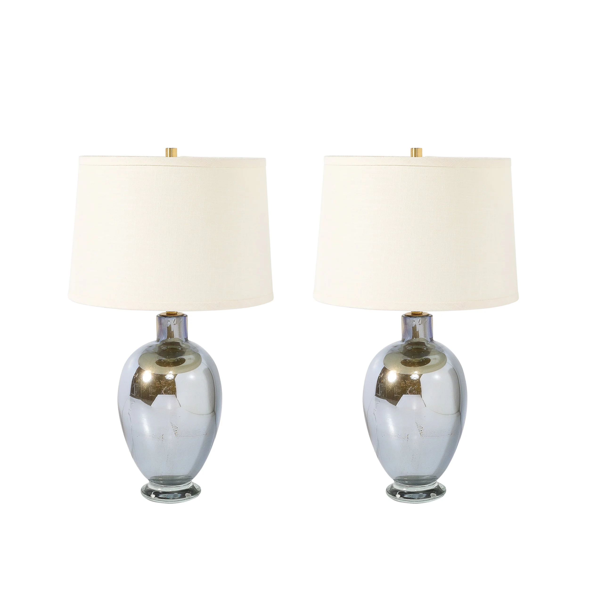 Modernist Hand-Blown Mercury Blue Murano Glass Table Lamps with 24K Gold Flecks - High Style Deco.jpg