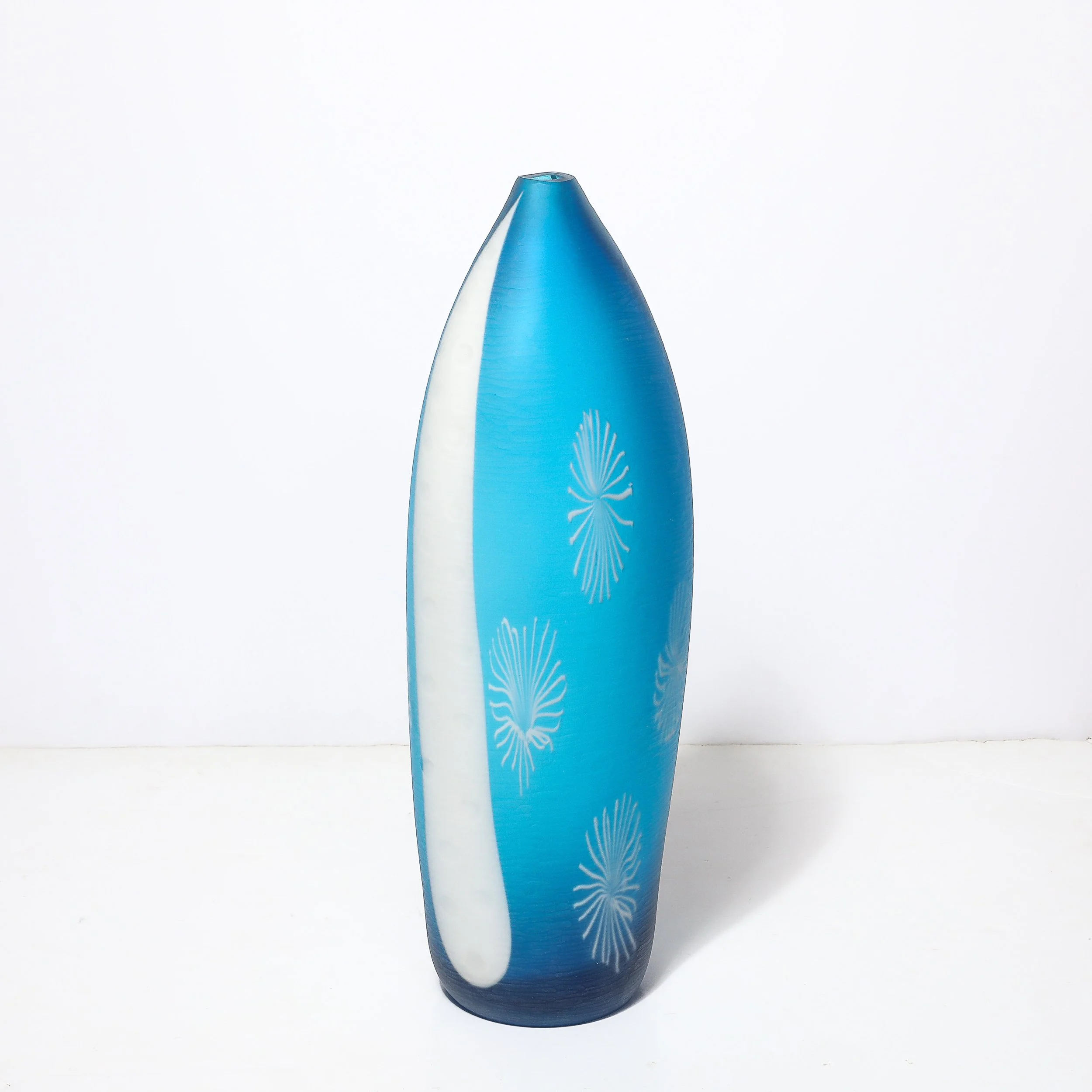 Mid-Century Hand-Blown Cerulean Blue Murano Glass Vase w: Battuto Texturing - High Style Deco 15.jpg
