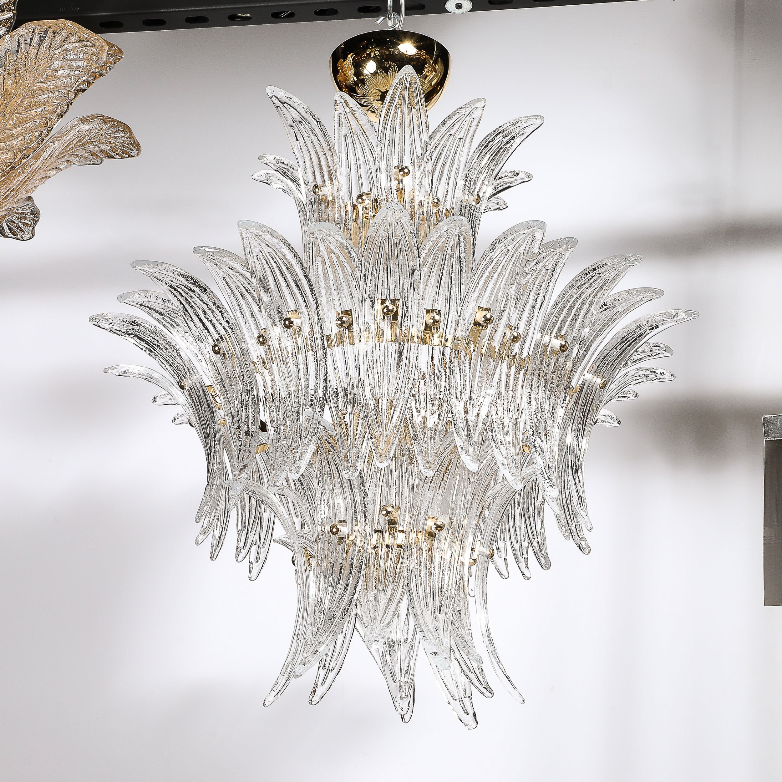 Three-Tier Palma Chandelier in Clear Hand Blown Murano Glass and Brass Fittings - High Style Deco 12.jpg