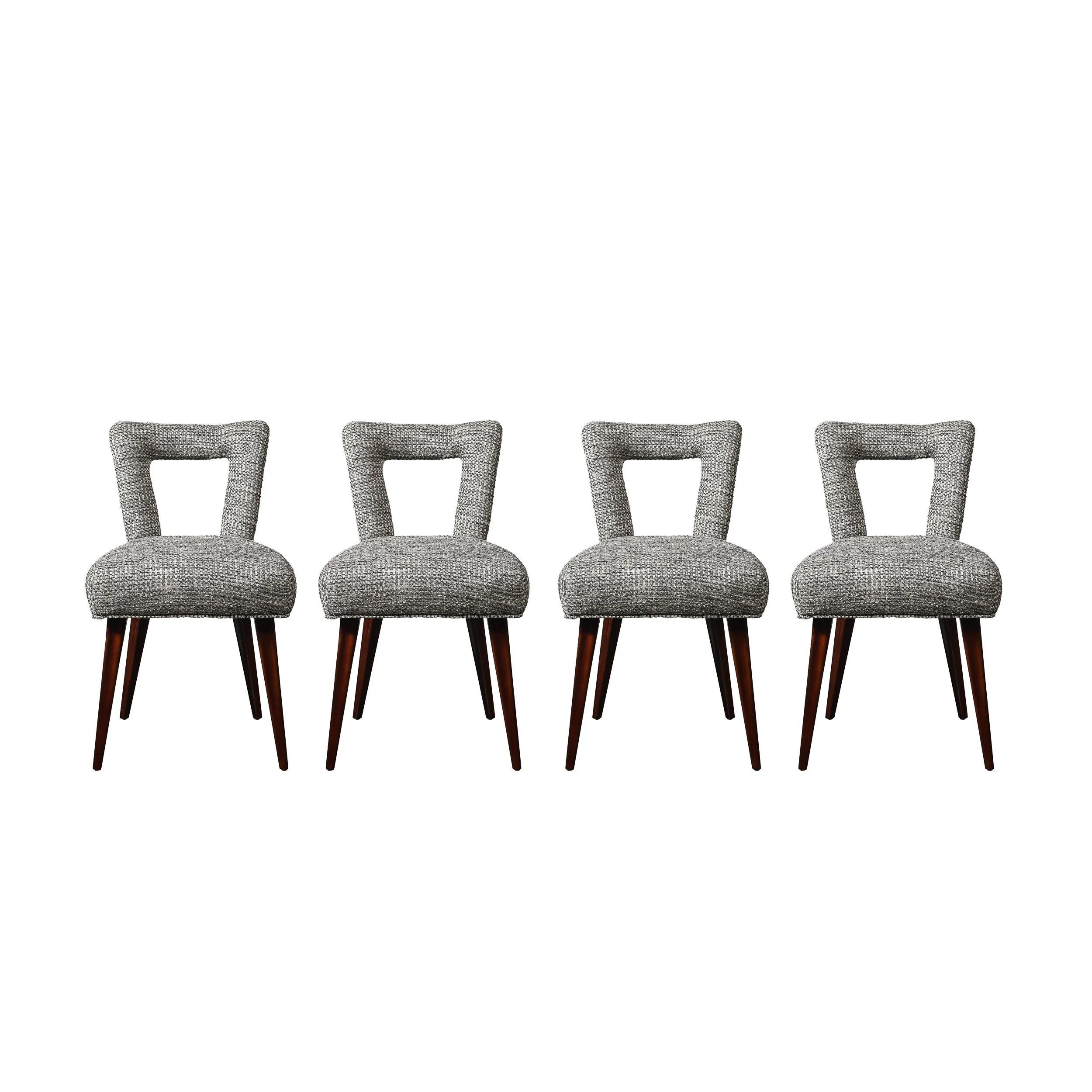 Set of 4 Mid-Century Open Back Upholstered Dining Chairs w: Splayed Tapered Legs - High Style Deco 3.jpg