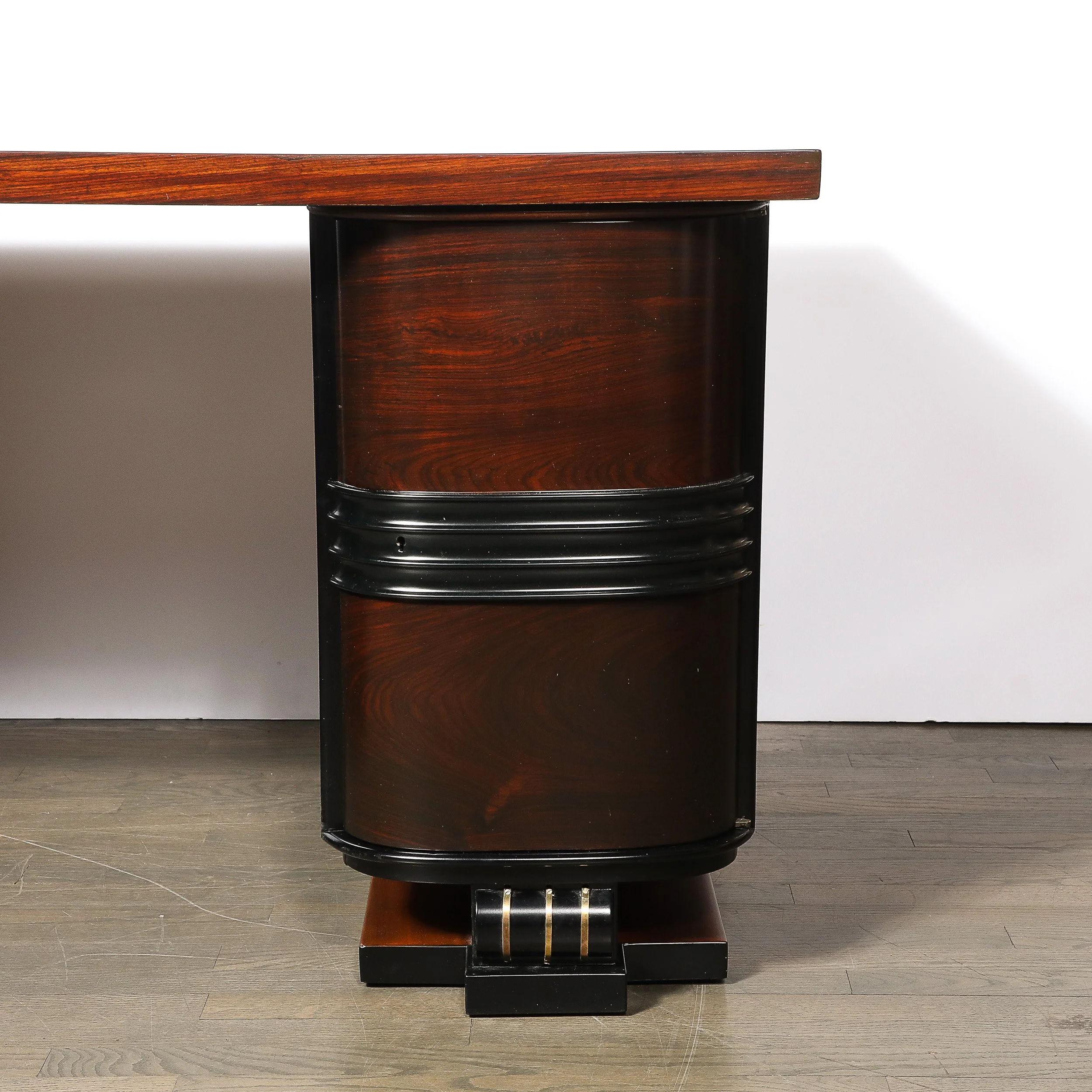 Art Deco Machine Age Partner Desk in Rosewood with Ebonized Fluted Detailing - High Style Deco 4.jpg