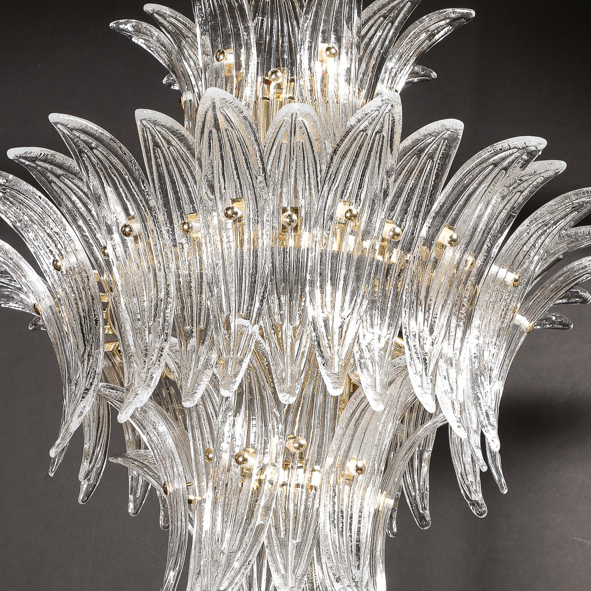 Three-Tier Palma Chandelier in Clear Hand Blown Murano Glass and Brass Fittings - High Style Deco 5.jpg