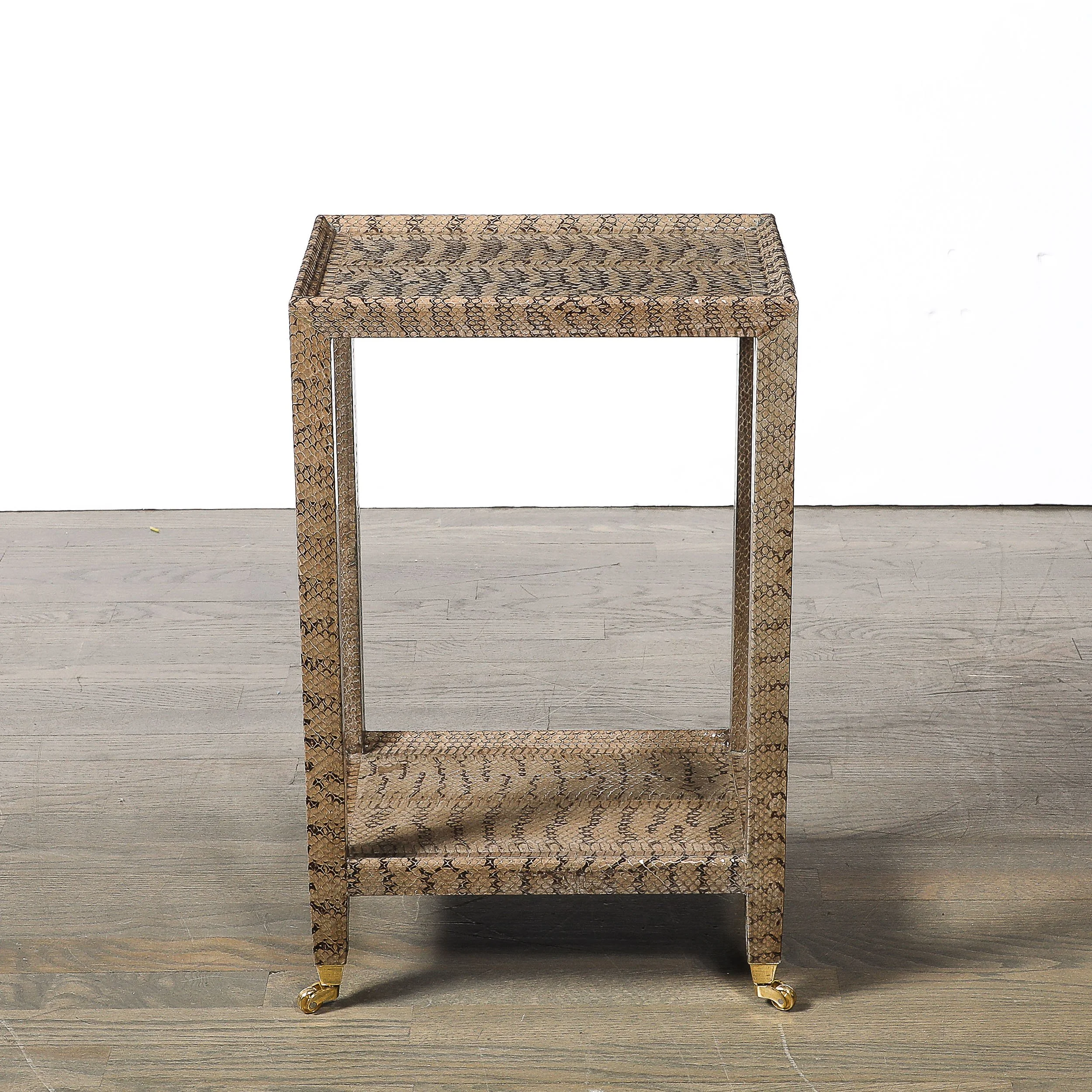 Mid-Century Modernist Python Side Table with Brass Castors by Karl Springer - High Style Deco 2.jpg