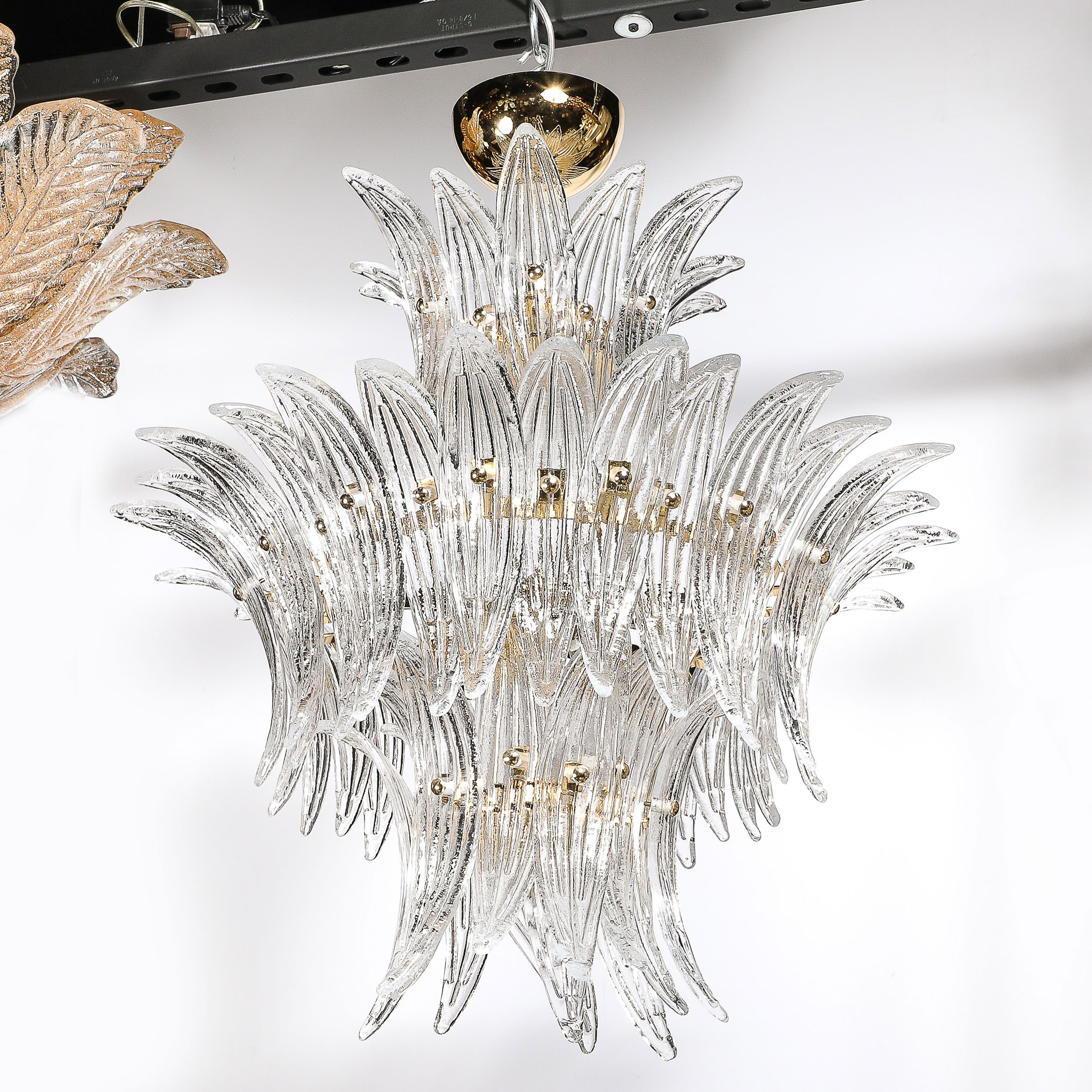 Three-Tier Palma Chandelier in Clear Hand Blown Murano Glass and Brass Fittings - High Style Deco 8.jpg
