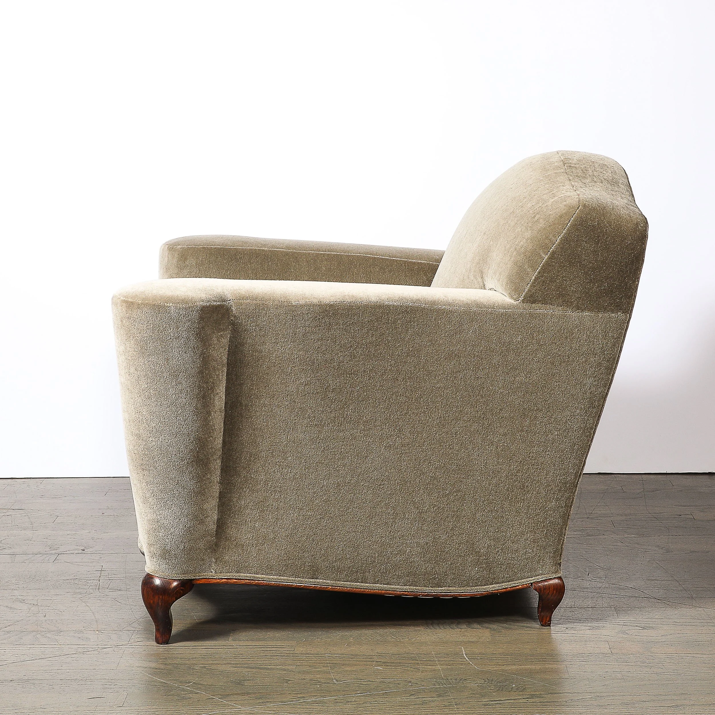 Pair of Art Deco Sinuous Club Chairs In Taupe Mohair & Walnut Supports - High Style Deco 8.jpg