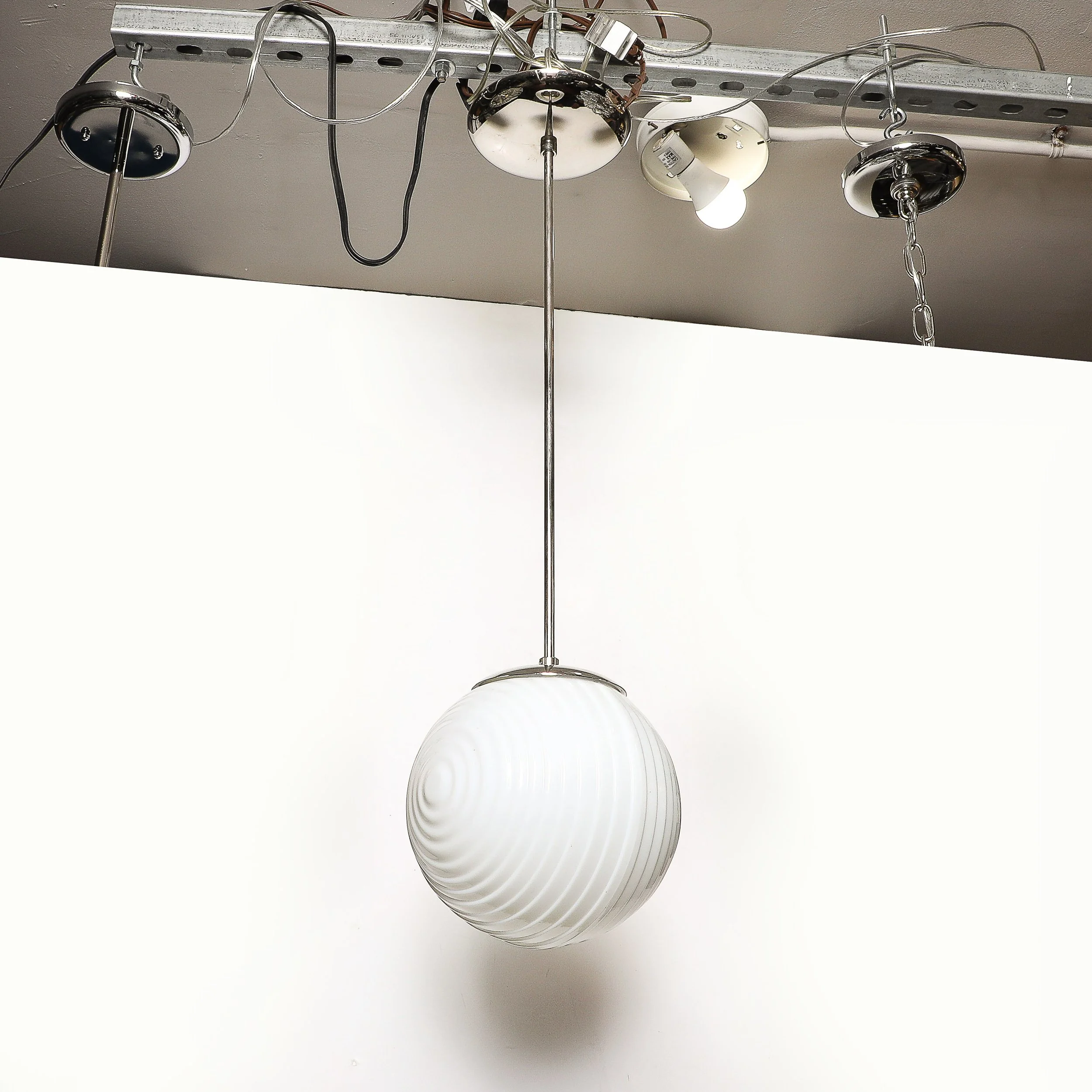 Mid-Century Opalescent Textural Glass Pendant Chandelier with Nickel Fittings - High Style Deco 9.jpg