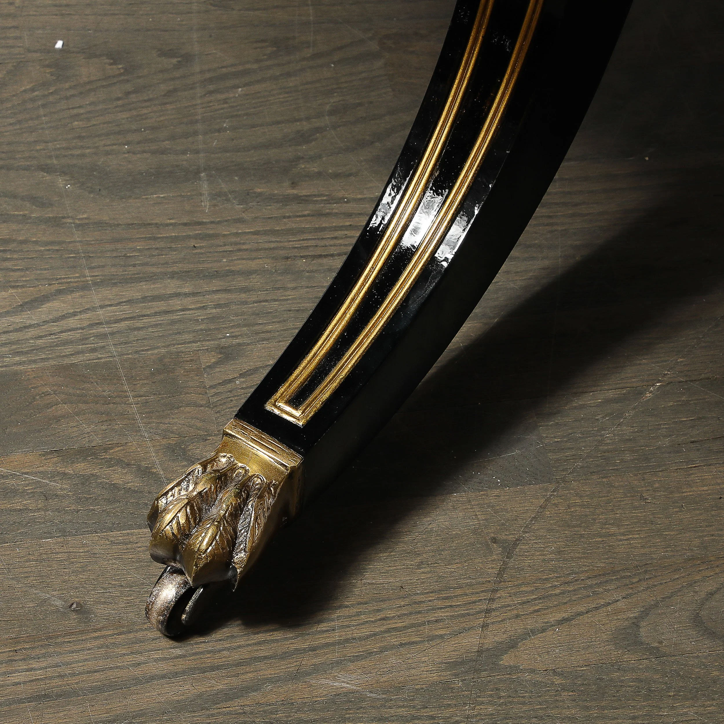 Neoclassical Center Table in Macassar W: Brass Heraldic Inlays & Black Lacquer - High Style Deco 2.jpg