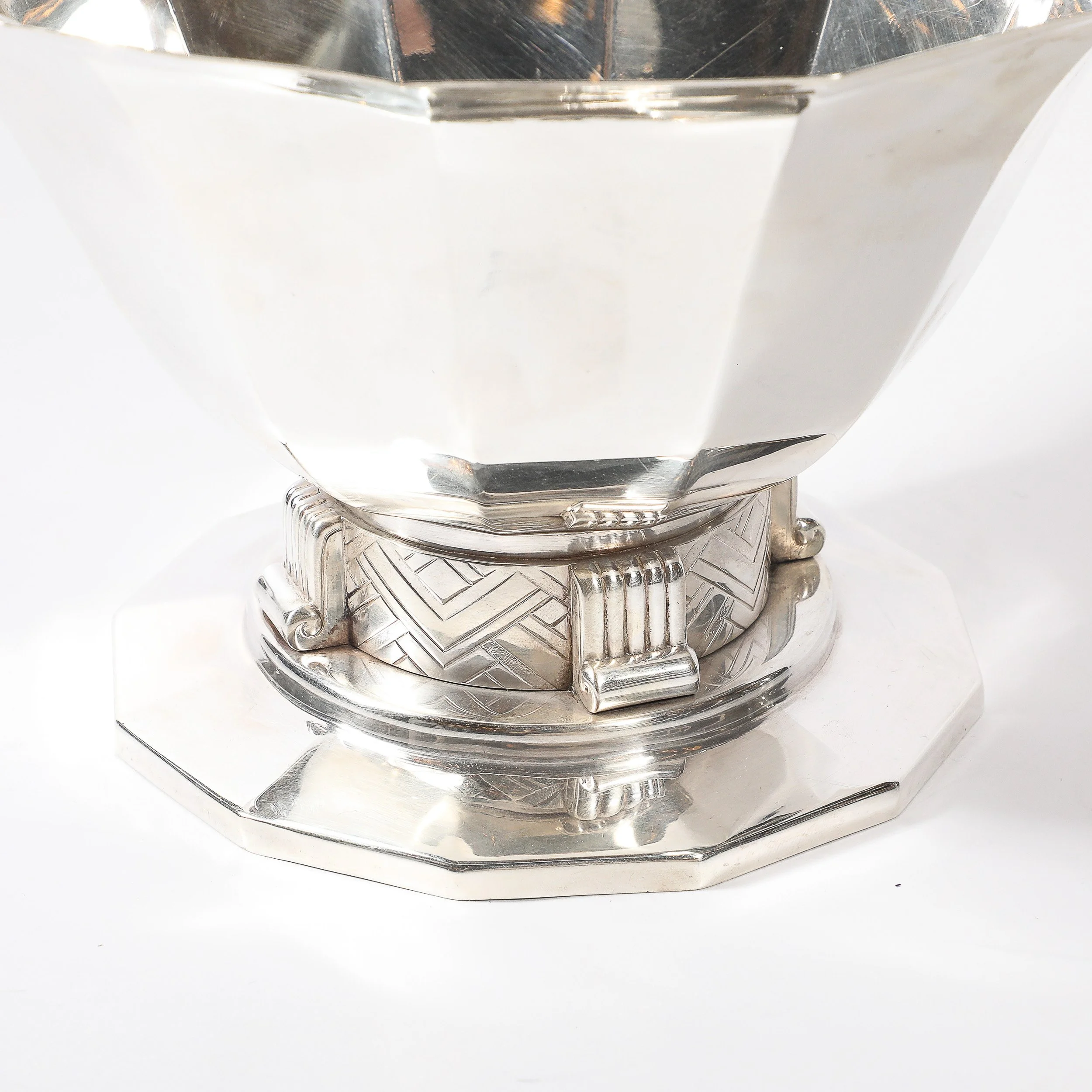 Art Deco Skyscraper Style Apollo Company Silver Plated Bowl w: Chevron Motif - High Style Deco 10.jpg