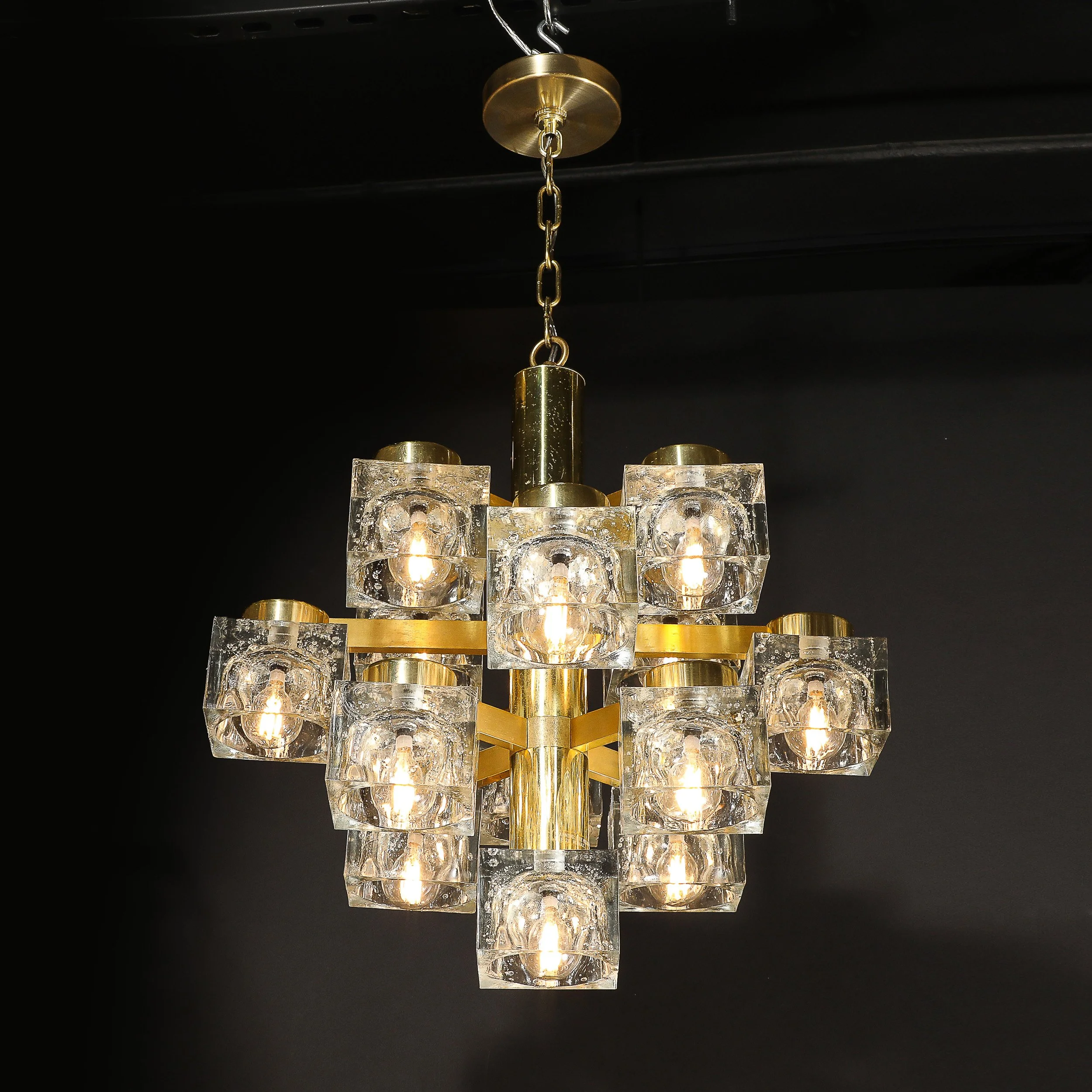Mid-Century Modern Brass & Cube Glass Chandelier by Sciolari - High Style Deco 12.jpg