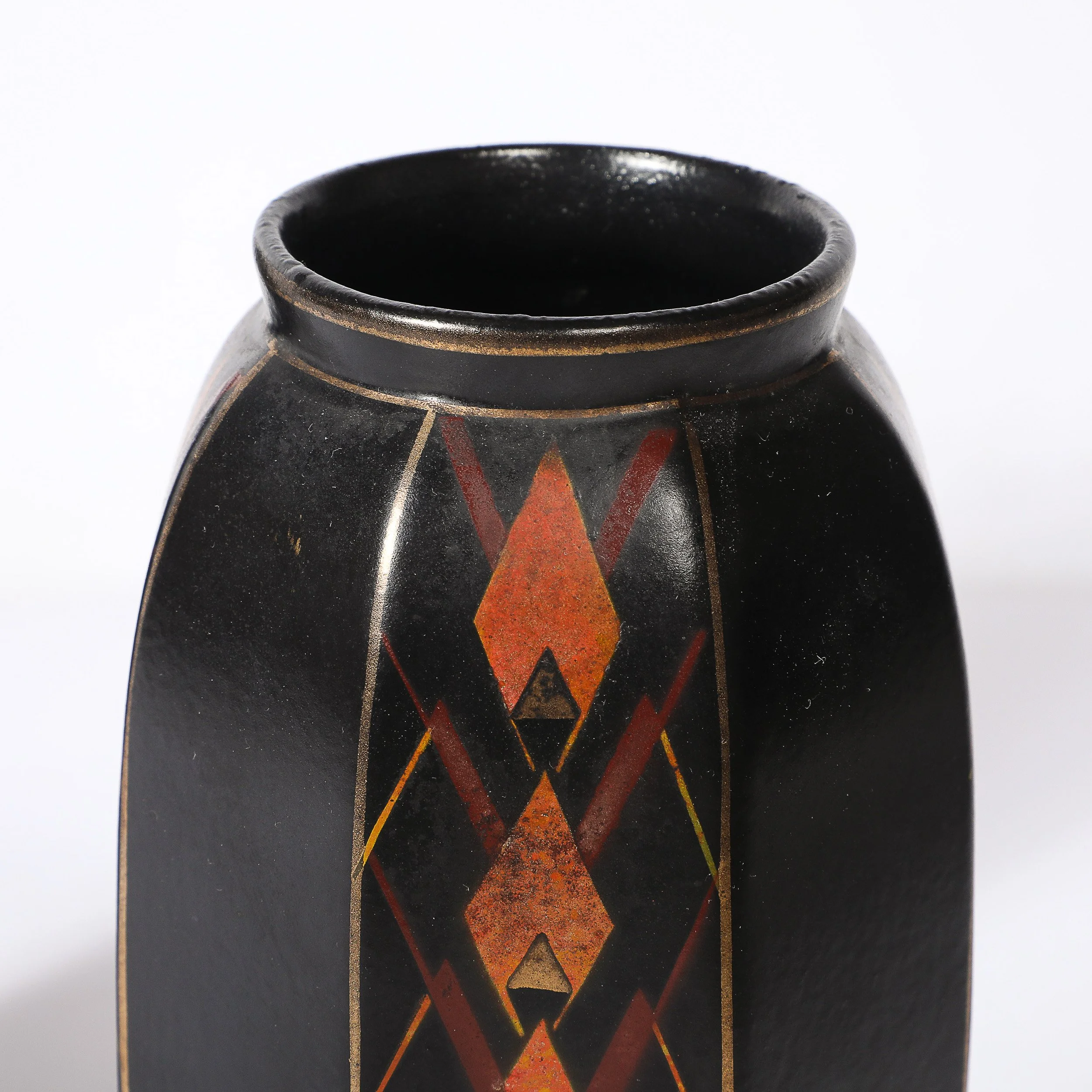 Pair of Art Deco Ceramic Vases w: Geometric Motifs signed Faincerie St Ghislain - High Style Deco 5.jpg