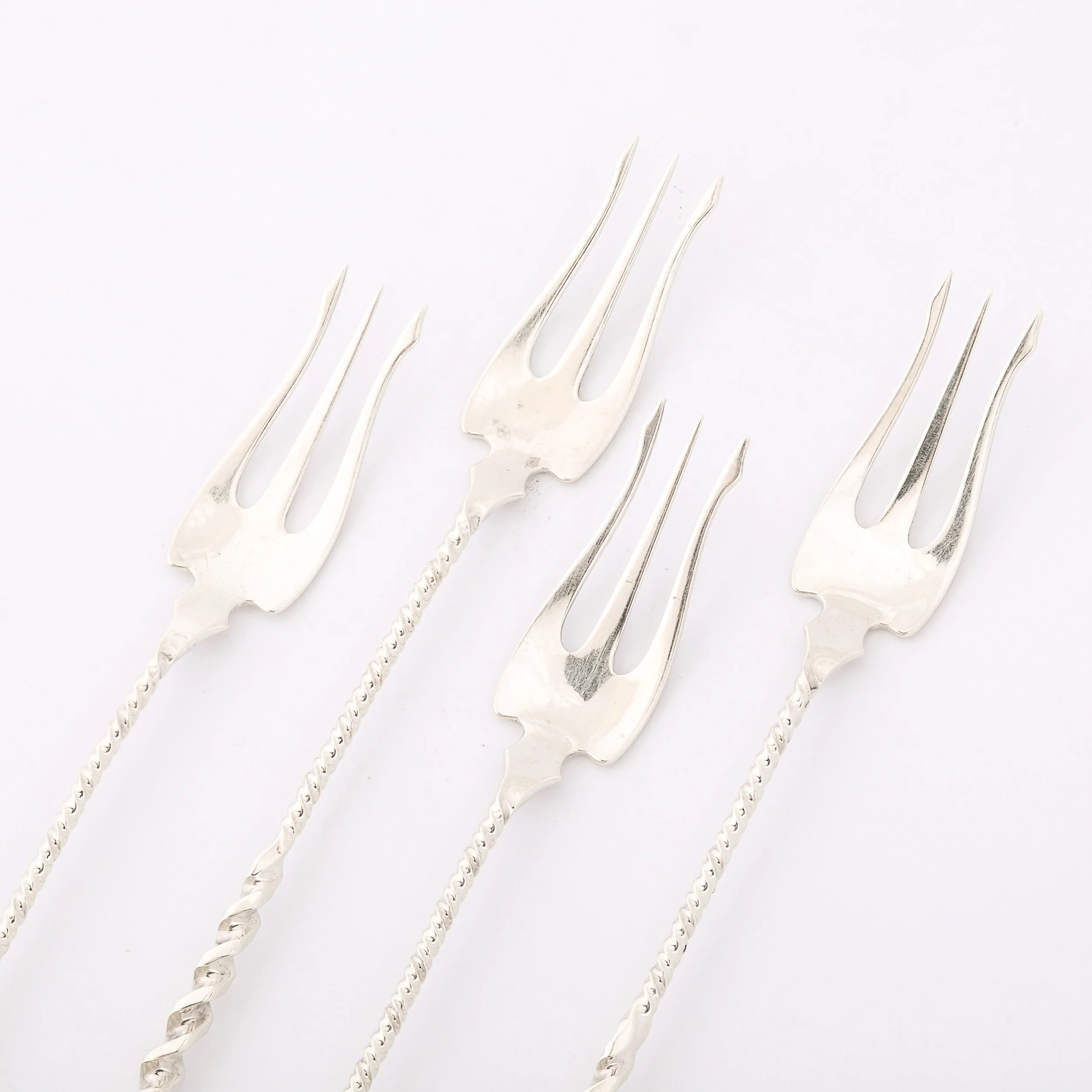 Set of 4 Arts & Crafts Sterling Silver Cocktail Forks by Whiting Manufacturing - High Style Deco 7.jpg