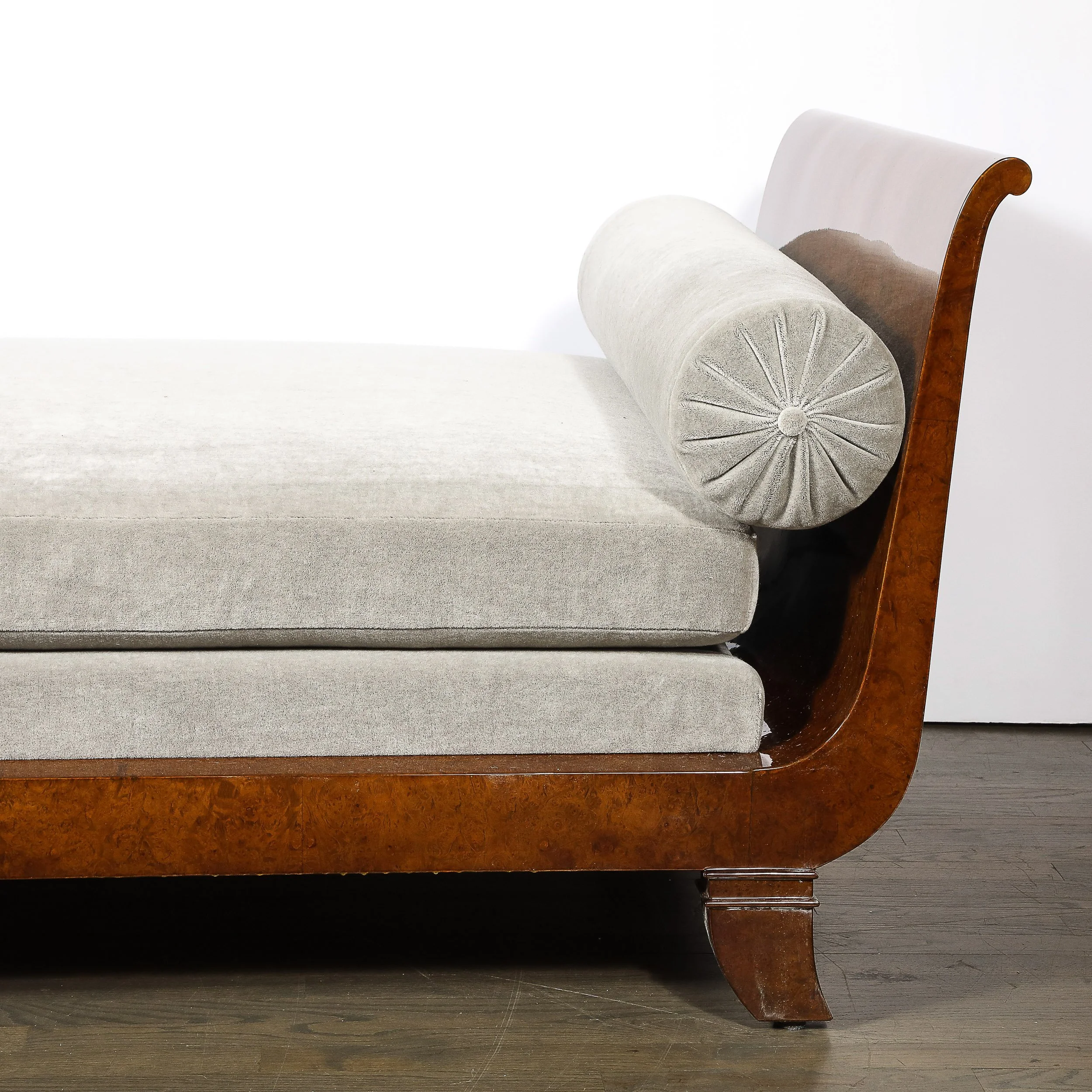 Art Deco Lupe de Amboyna Wood & Taupe Mohair Upholstery Daybed Attr. Jules Leleu - High Style Deco 6.jpg