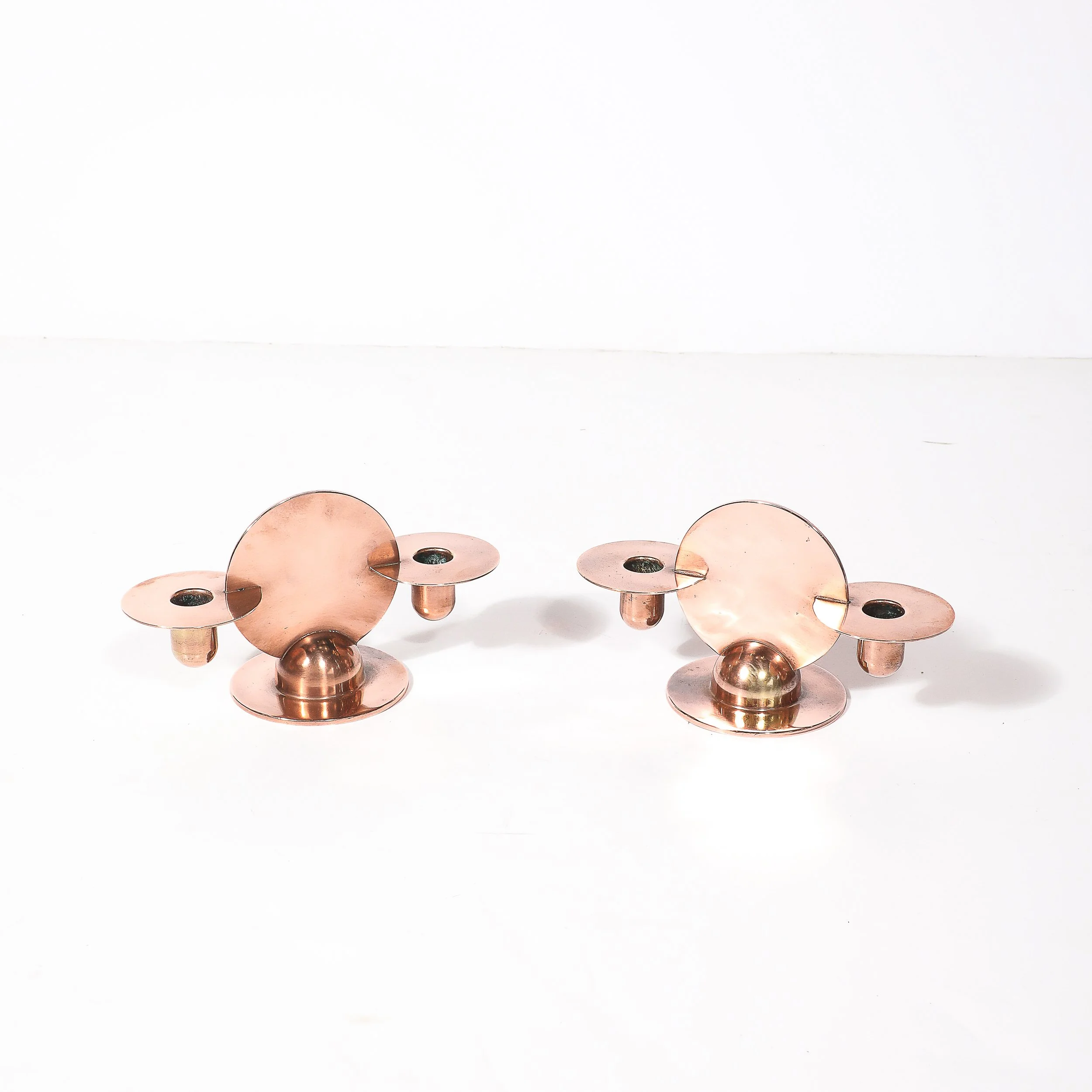 Pair of Art Deco Copper Candlestick Holders by Walter von Nessen signed Chase - High Style Deco 3.jpg