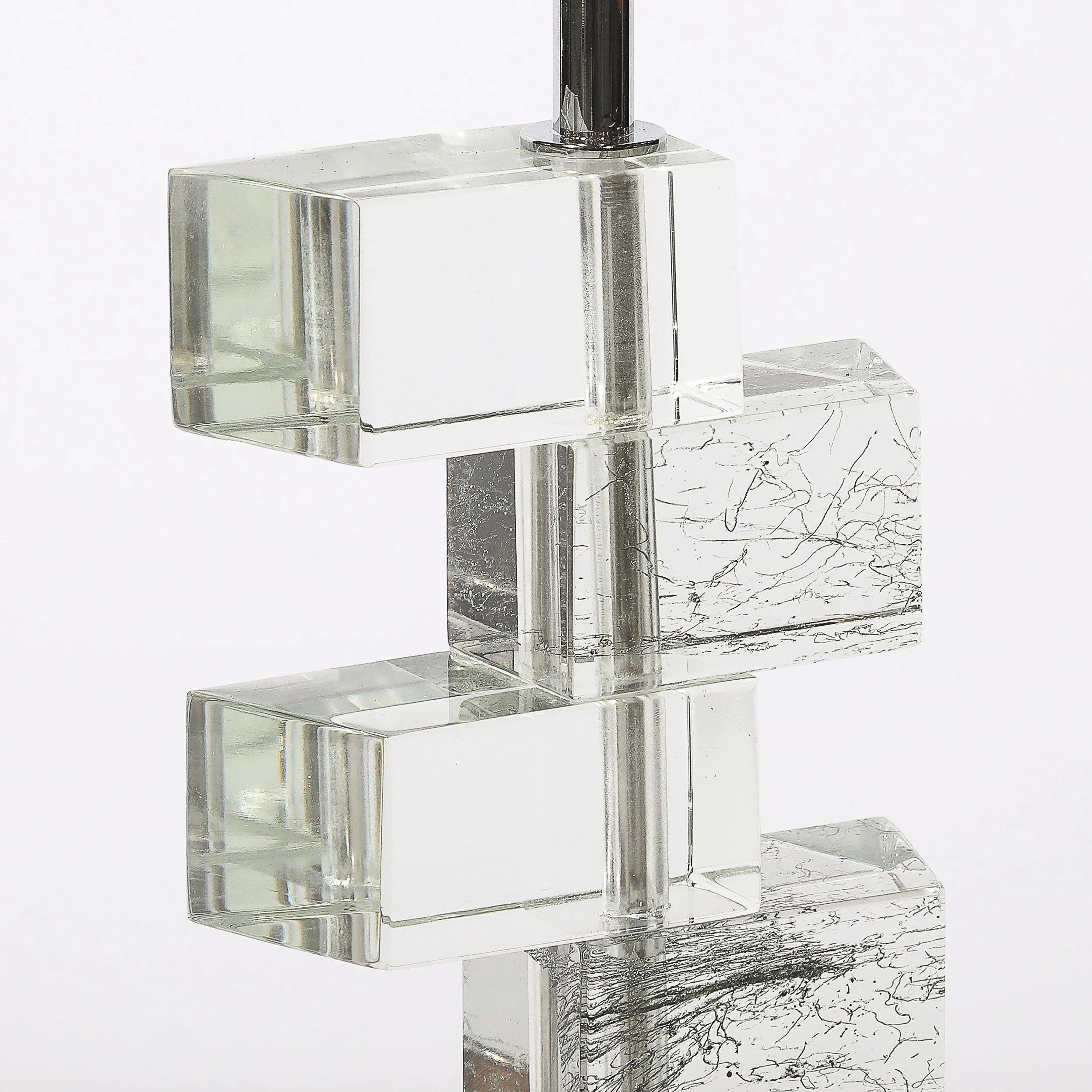 Modernist Hand-Blown Murano Stacked & Faceted Trapezoidal Glass Table Lamps - High Style Deco 10.jpg