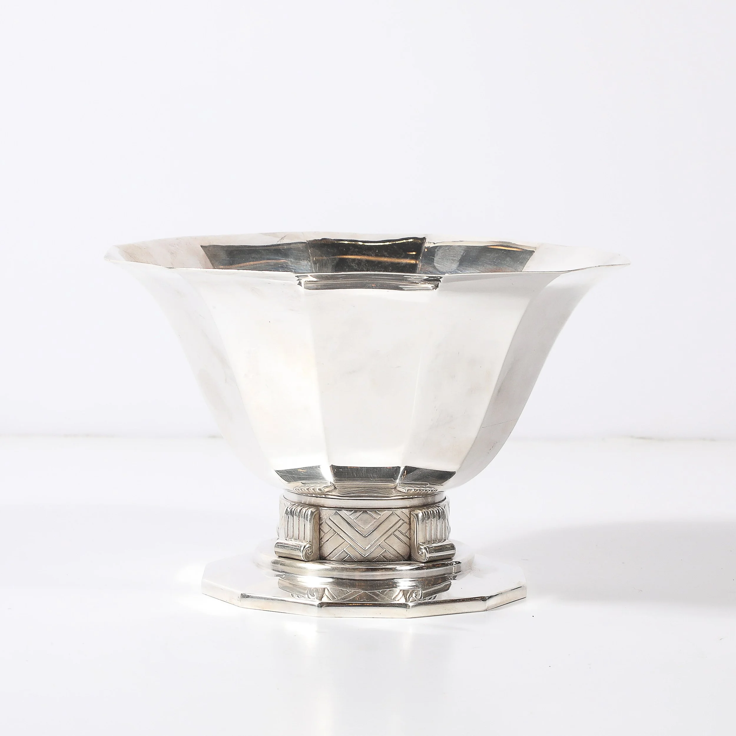 Art Deco Skyscraper Style Apollo Company Silver Plated Bowl w: Chevron Motif - High Style Deco 2.jpg
