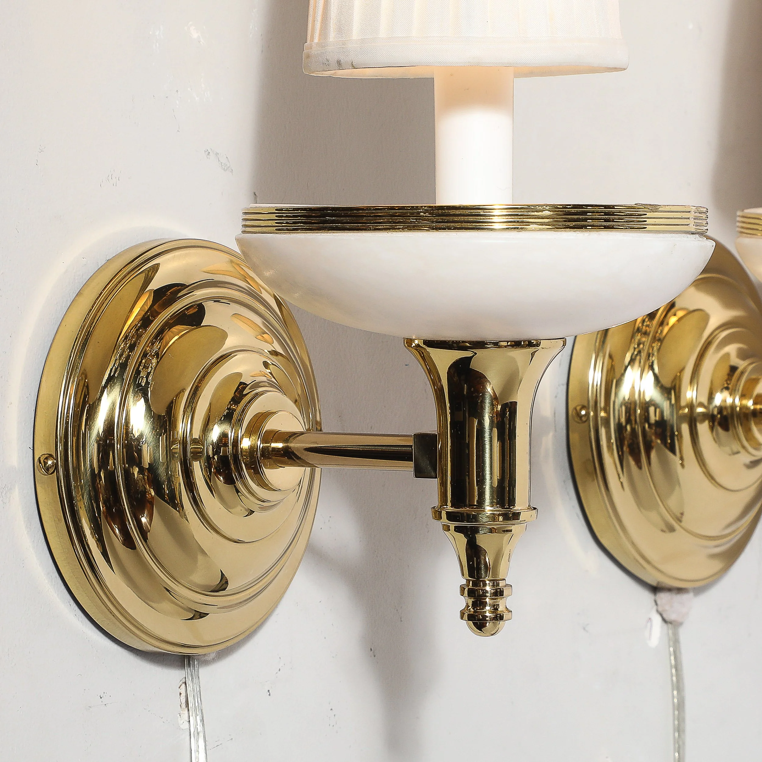 Pair of Art Deco Style Alabaster and Polished Brass Sconces - High Style Deco 7.jpg