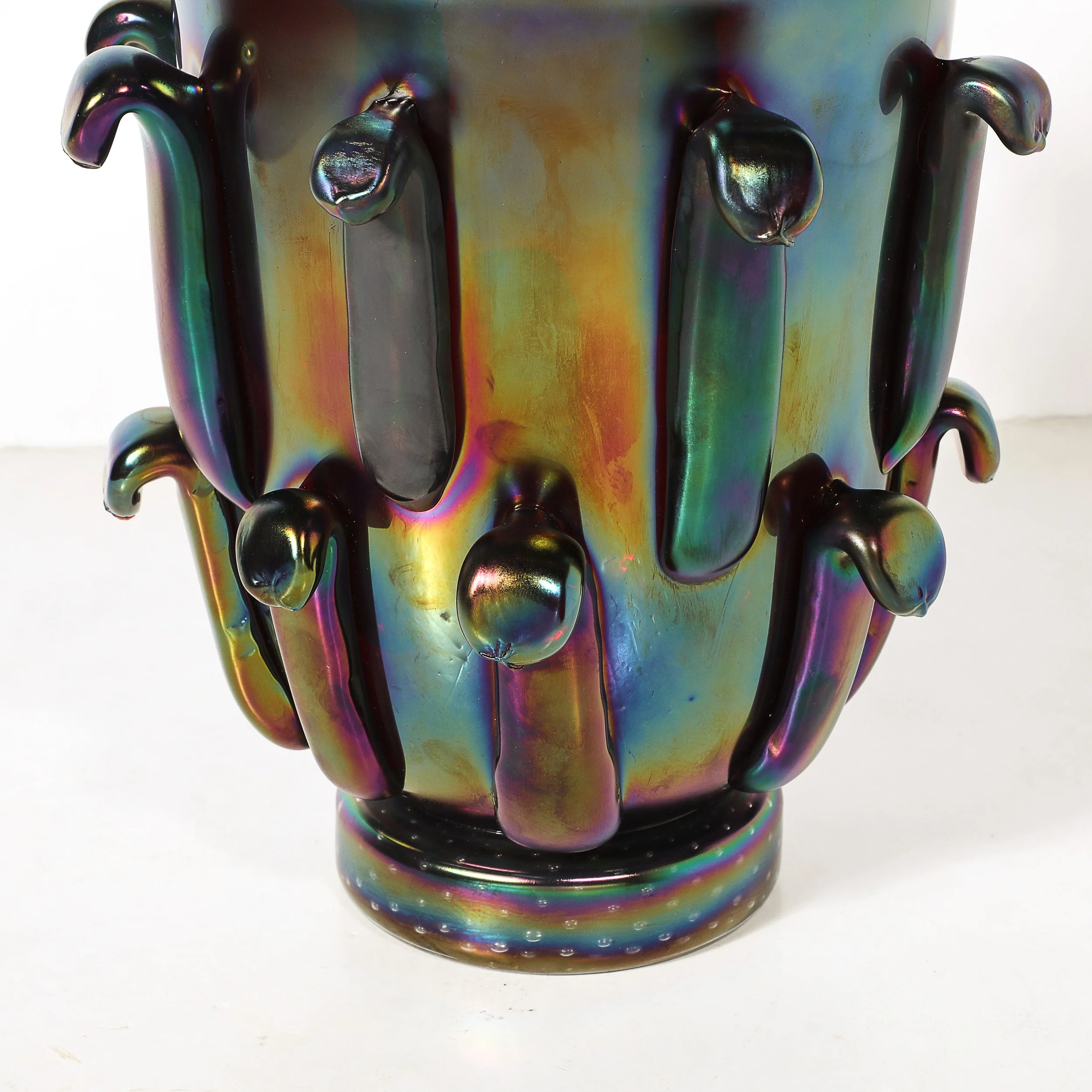 Mid-Century Hand-Blown Murano Iridescent & Ruby Glass Vases w: Petal Detailing - High Style Deco 21.jpg
