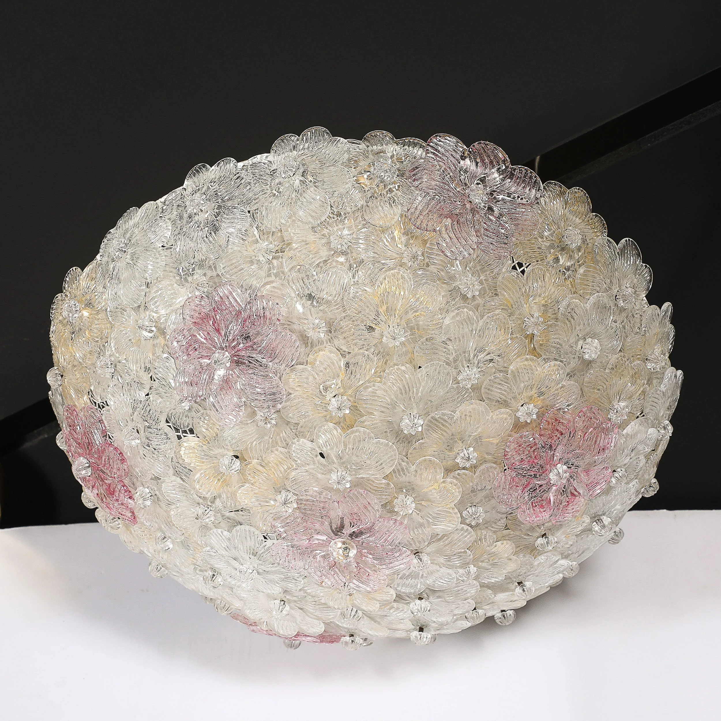 Mid-Century Hand-Blown Rose Murano Glass Florets Chandelier by Barovier & Toso - High Style Deco 11.jpg