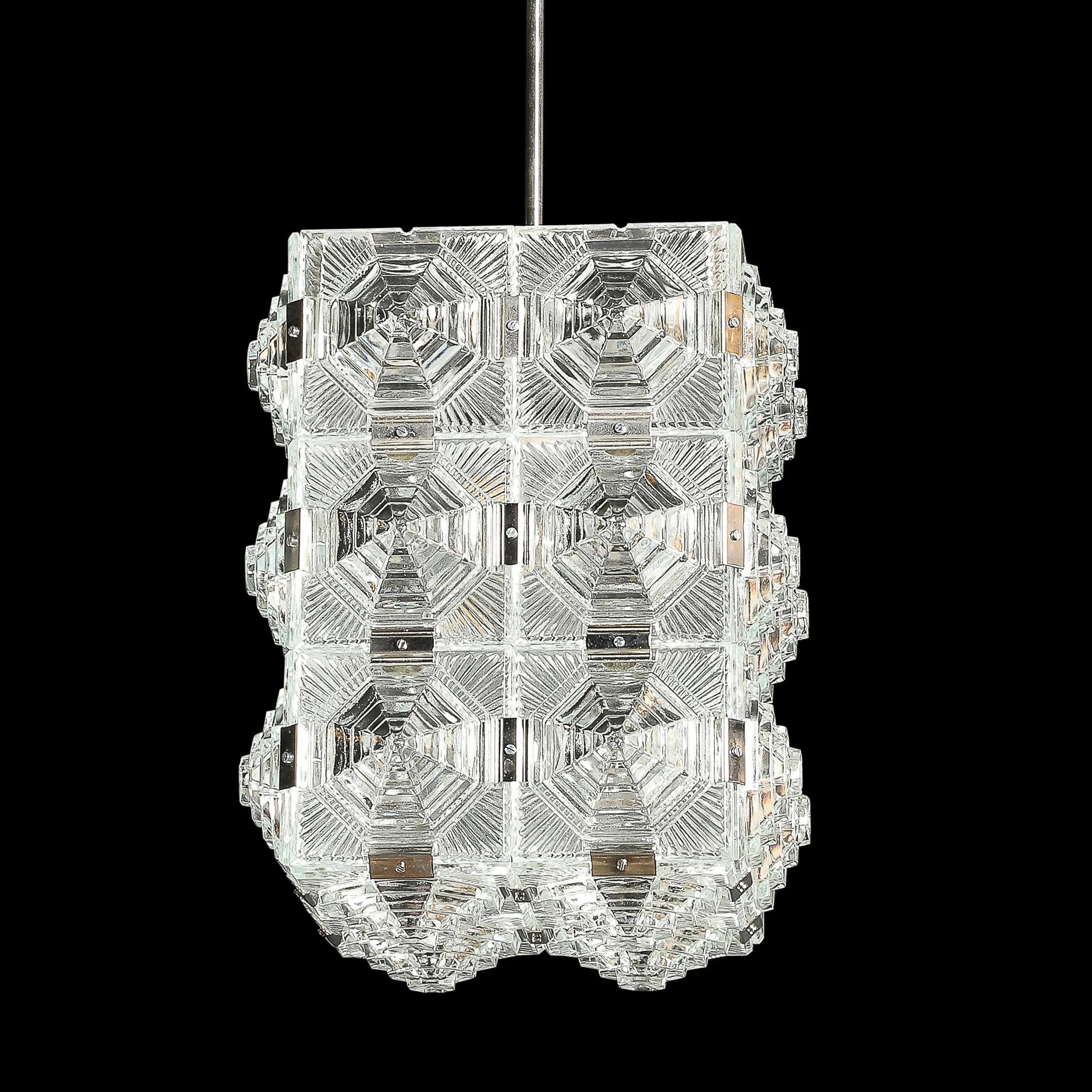 Mid-Century Glass & Chrome Fitted Rectangular Pendant Chandelier by Kinkeldey - High Style Deco 12.jpg